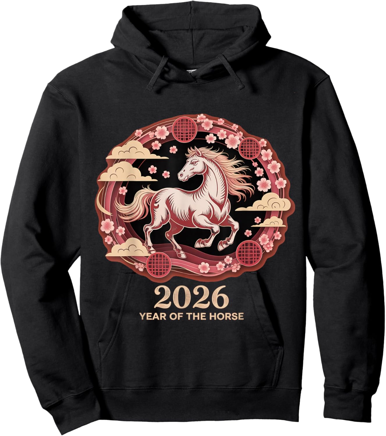 Year of the Fire Horse 2026 Chinese New Year Festive Hoodie - Hoodie | Black