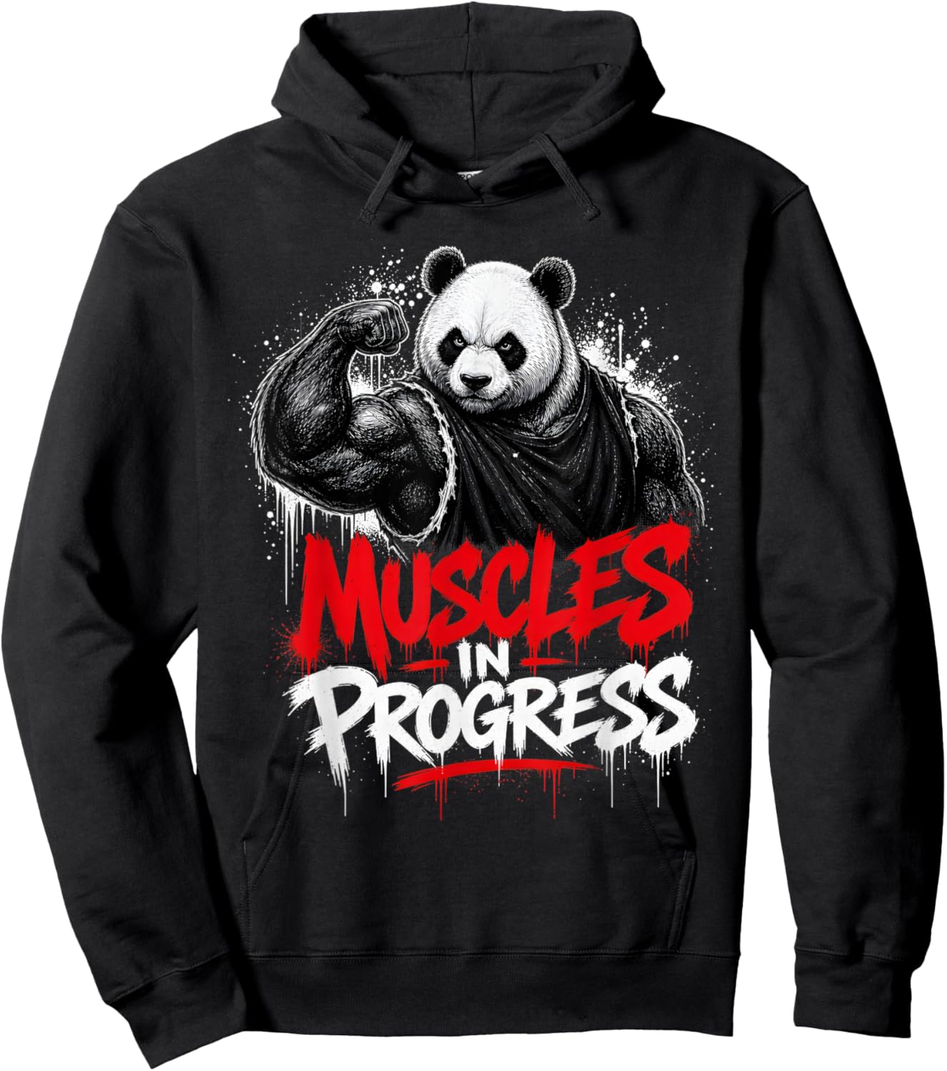 Panda Muscles in Progress Funny Workout Panda Gym Fitness Hoodie - Hoodie | Black