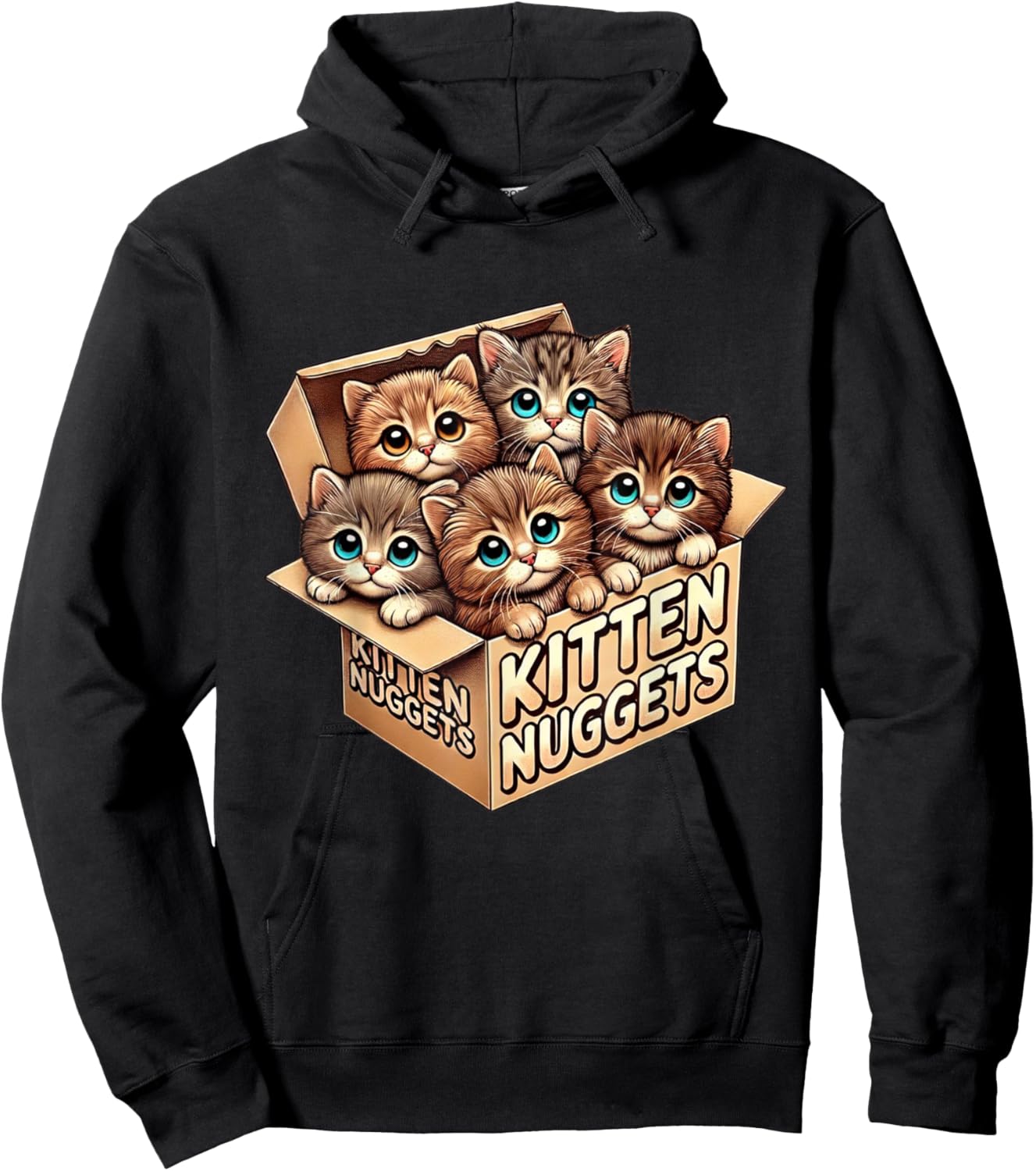 Kitten Nuggets Food Pun Cat Lover Gifts Chicken Nuggets Tea Men Women Kids Hoodie - Hoodie | Black