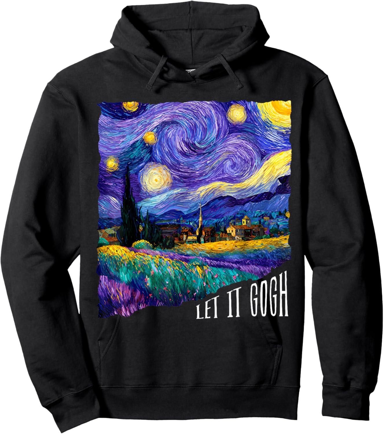 Let It Gogh Funny Lover Van Gogh Starry Night Hoodie - Hoodie | Black