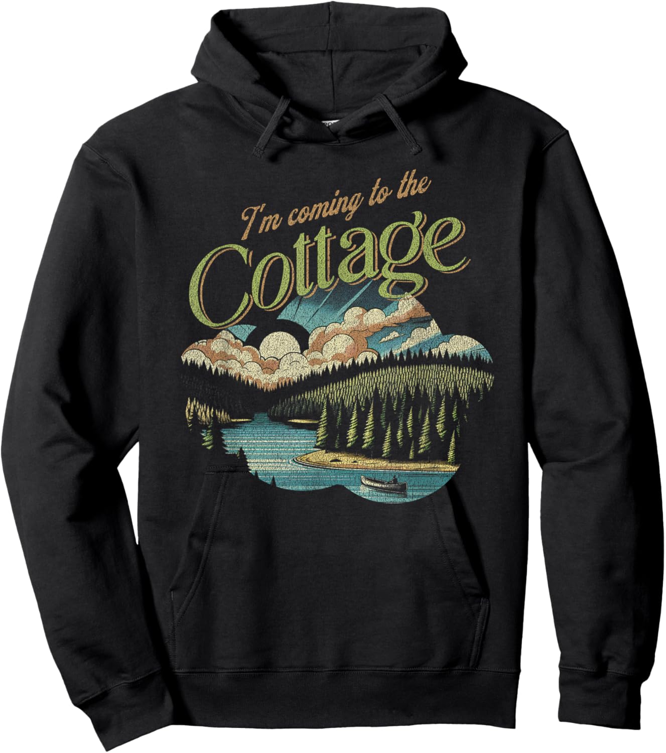 I'm Coming to The Cottage - Scenic Canoe Lake Graphic Hoodie - Hoodie | Black