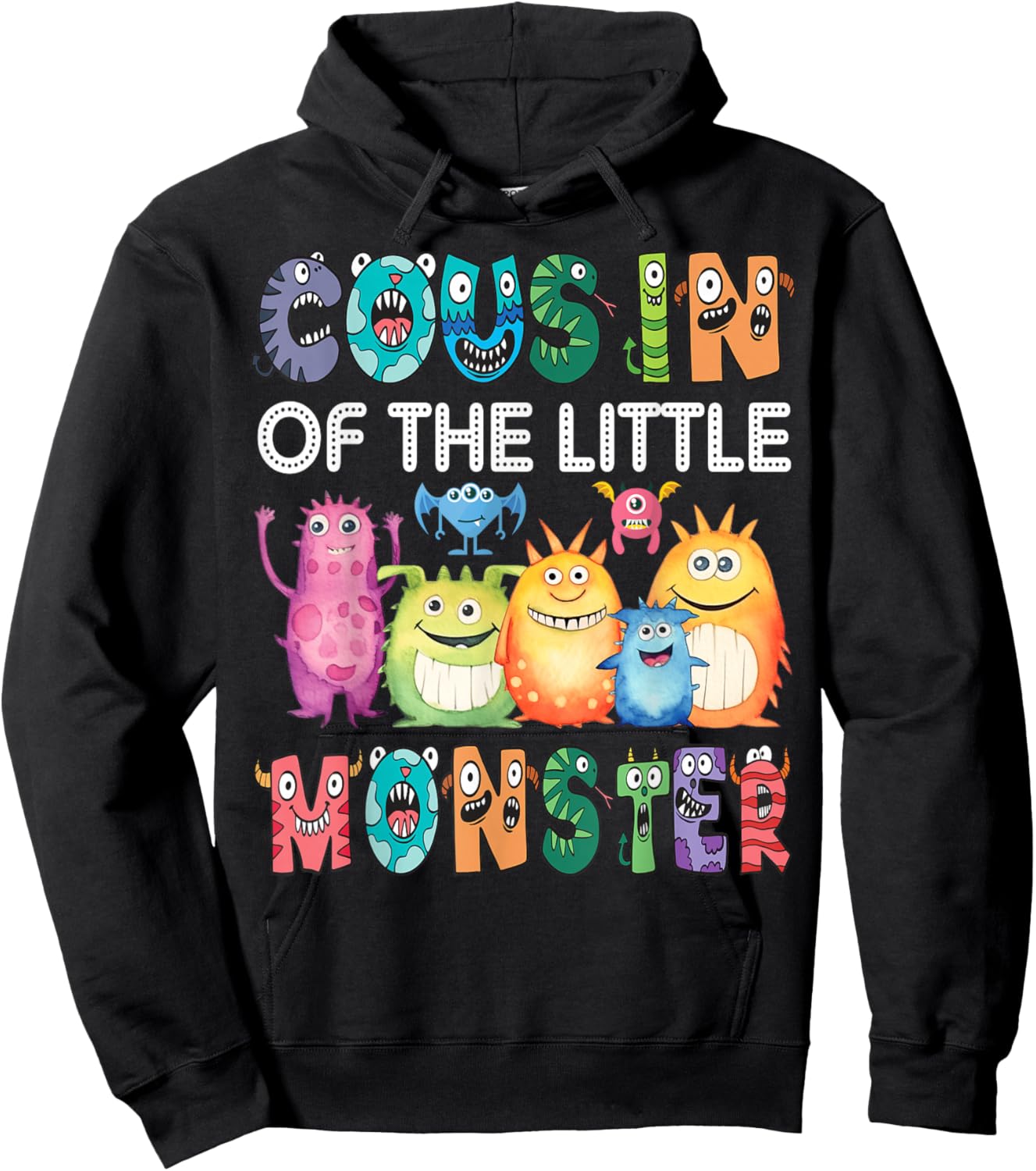 Cousin Of The Little Monster Kids 1St Birthday Party Hoodie - Hoodie | Black