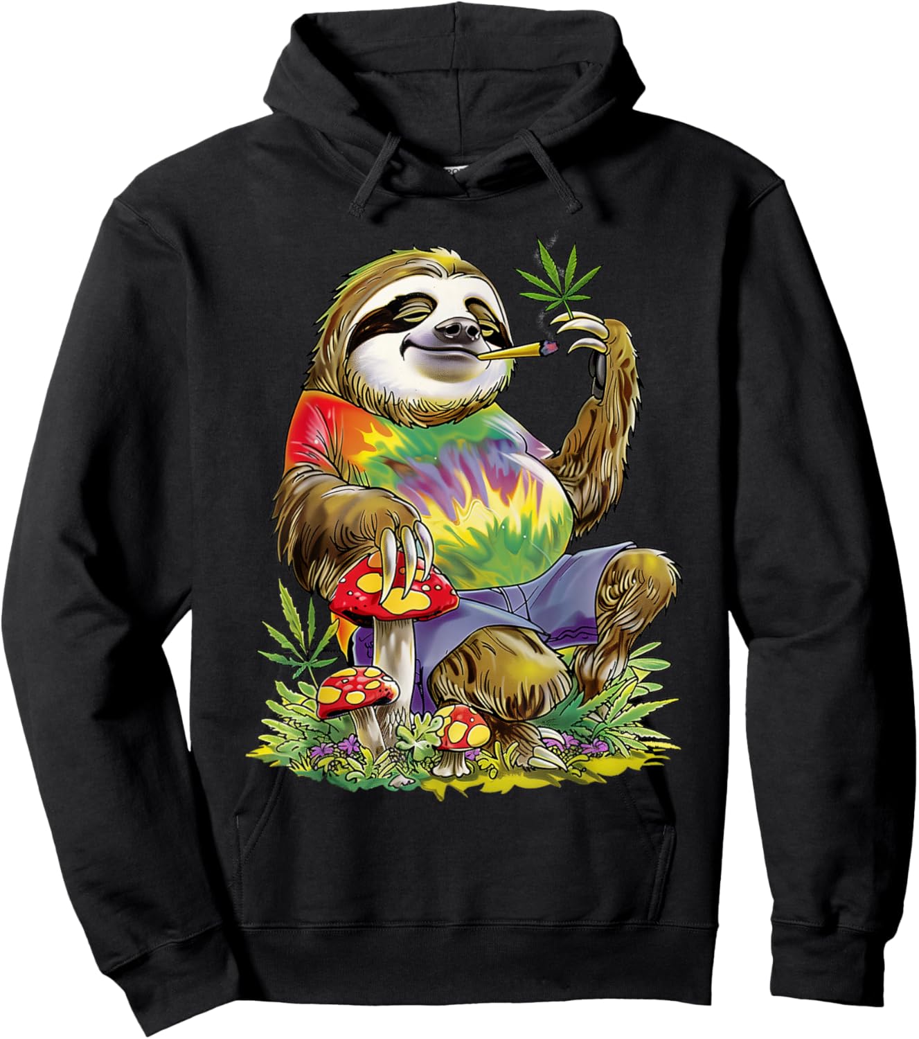 Sloth Smoking Weed Pot Marijuana Cannabis 420 Hoodie - Hoodie | Black