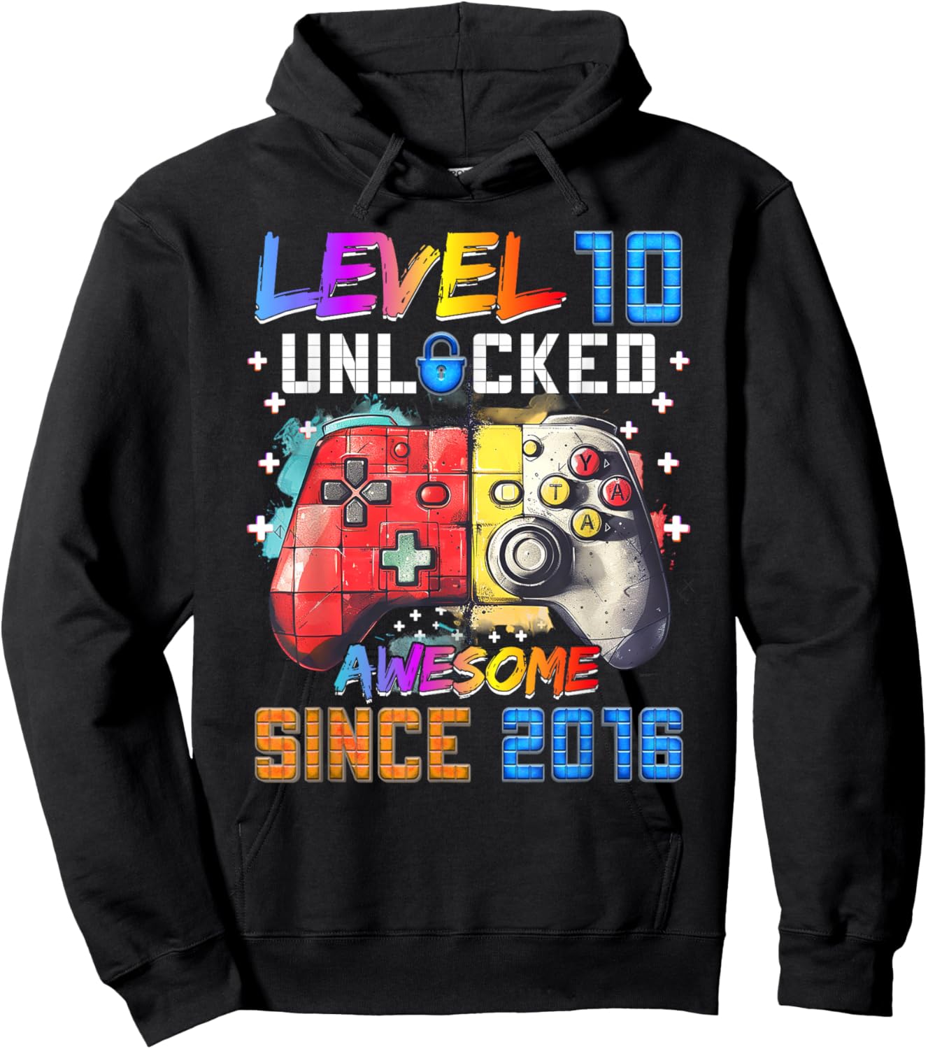 Level 10 Unlocked Funny Video Gamer 10th Birthday Hoodie - Hoodie | Black