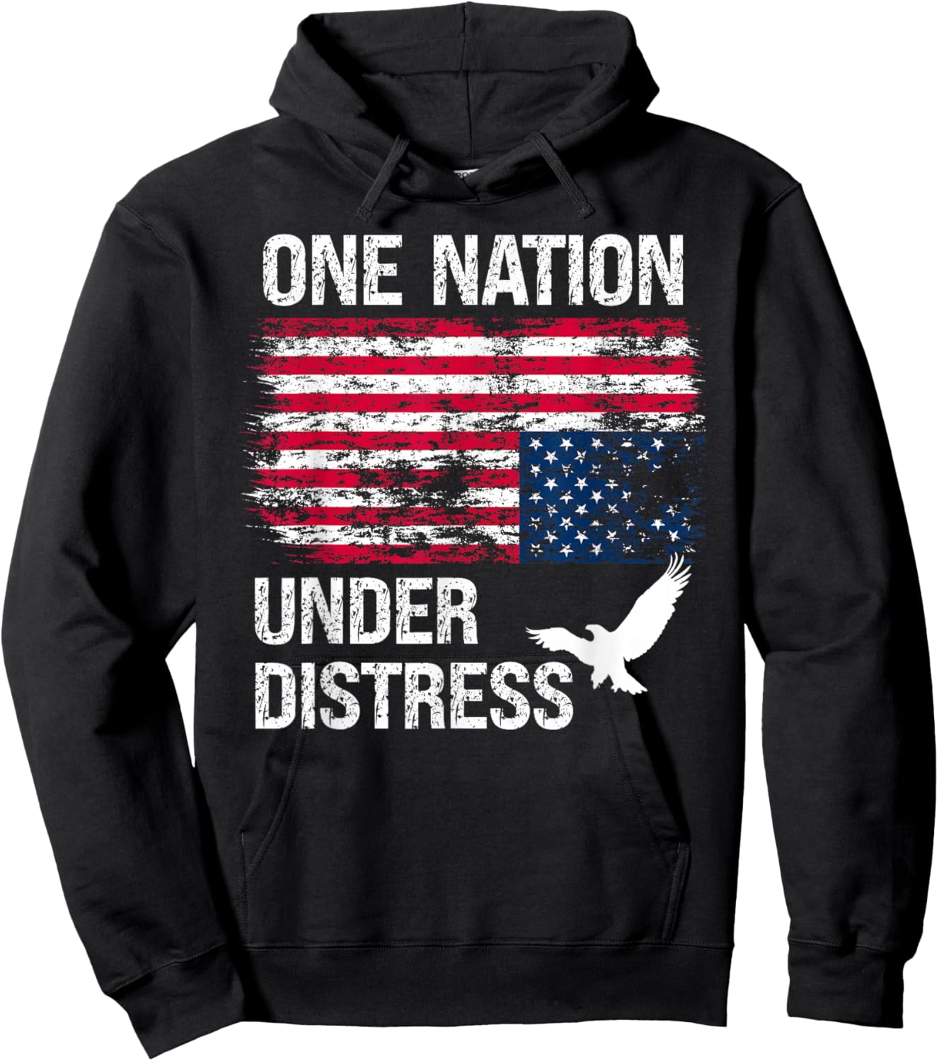 America Under Distress USA Upside Down American Flag US Flag Hoodie - Hoodie | Black