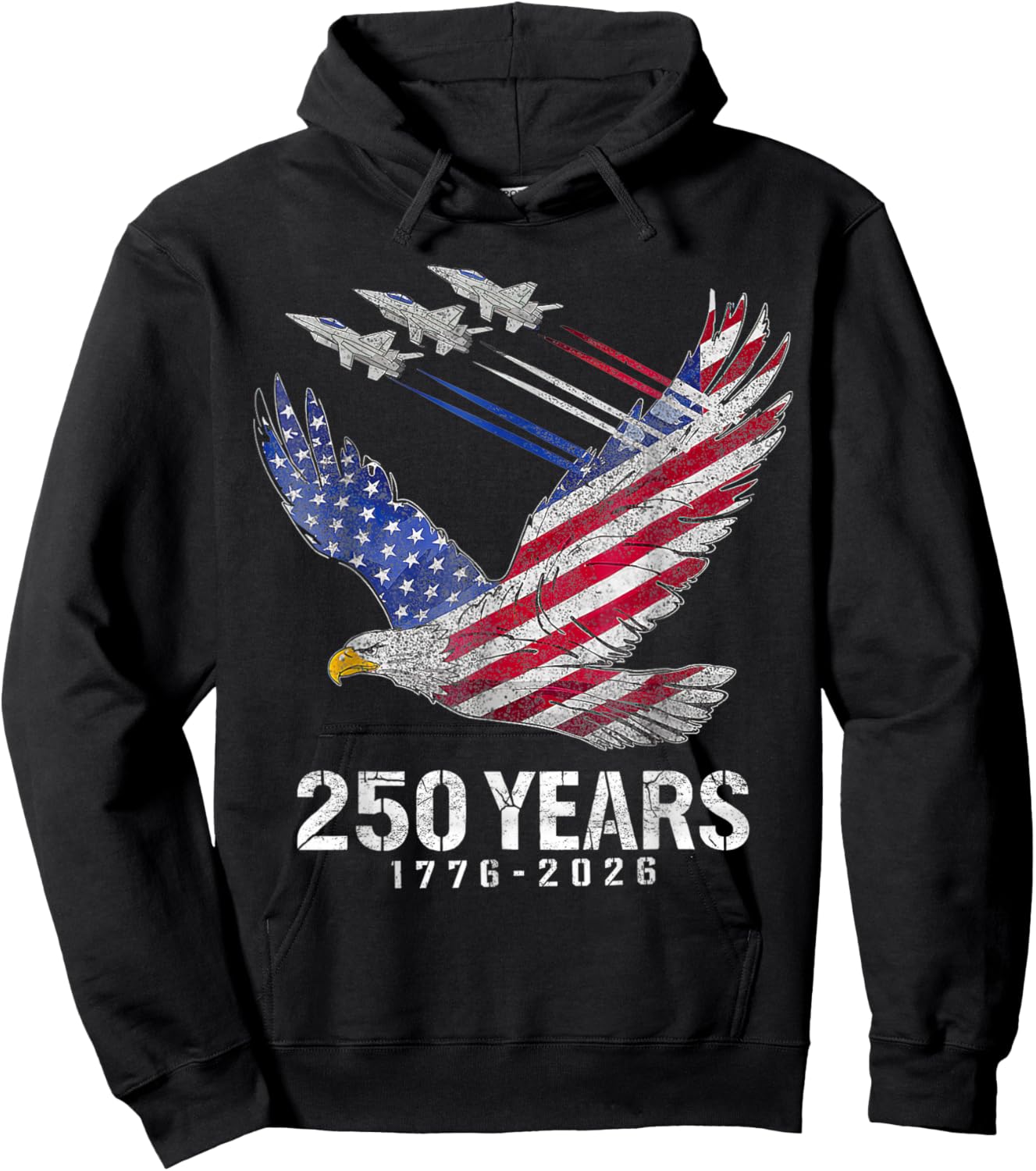 250 Years 1776 2026 250th Anniversary Patriotic 4th of July Hoodie - Hoodie | Black