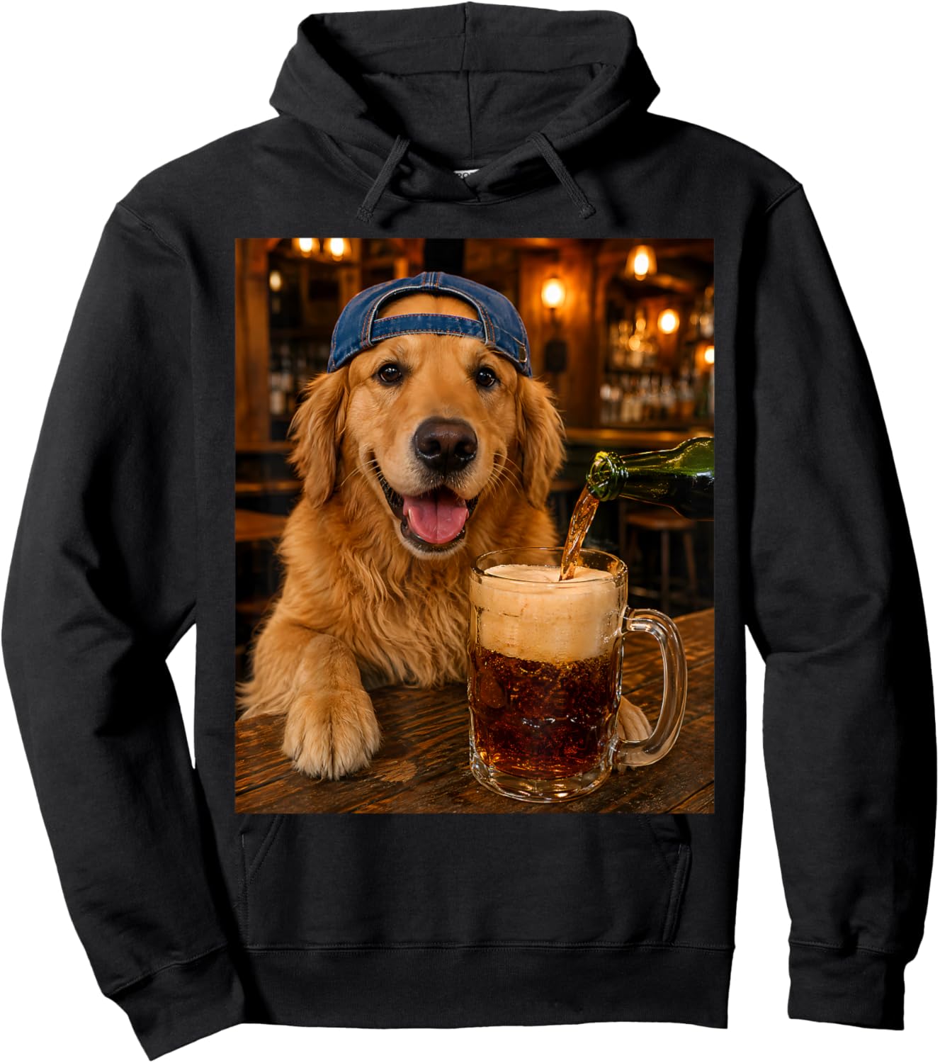 Golden Retriever Drinking Beer Funny Dog Meme Hoodie - Hoodie | Black