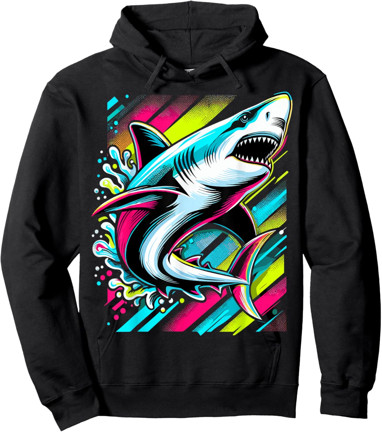 Shark Animal Biology Sea Pop Art Shark Hoodie - Hoodie | Black