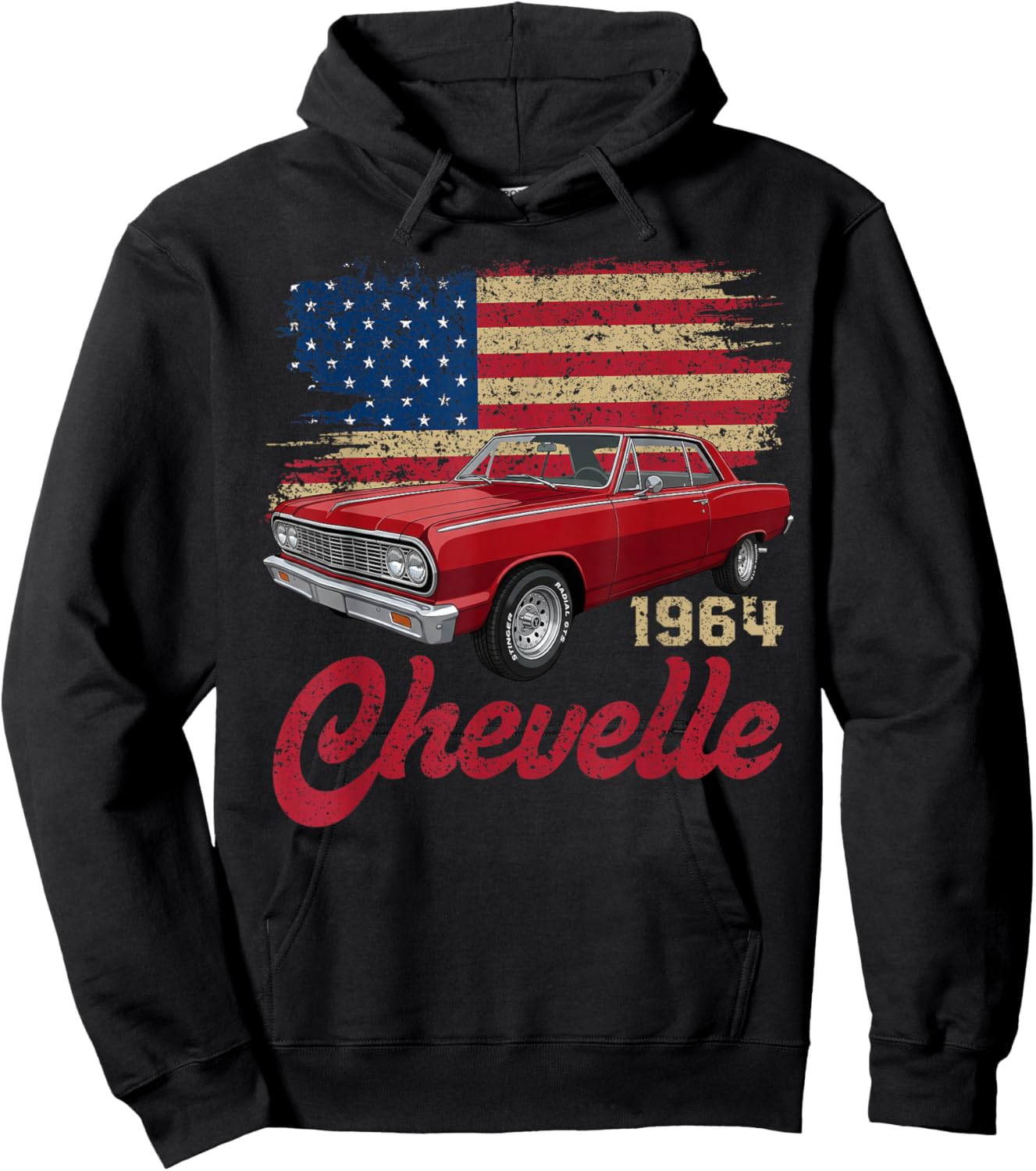 Vintage 1964 Chevelle 64 Classic American Muscle Car Hot Rod Hoodie - Hoodie | Black