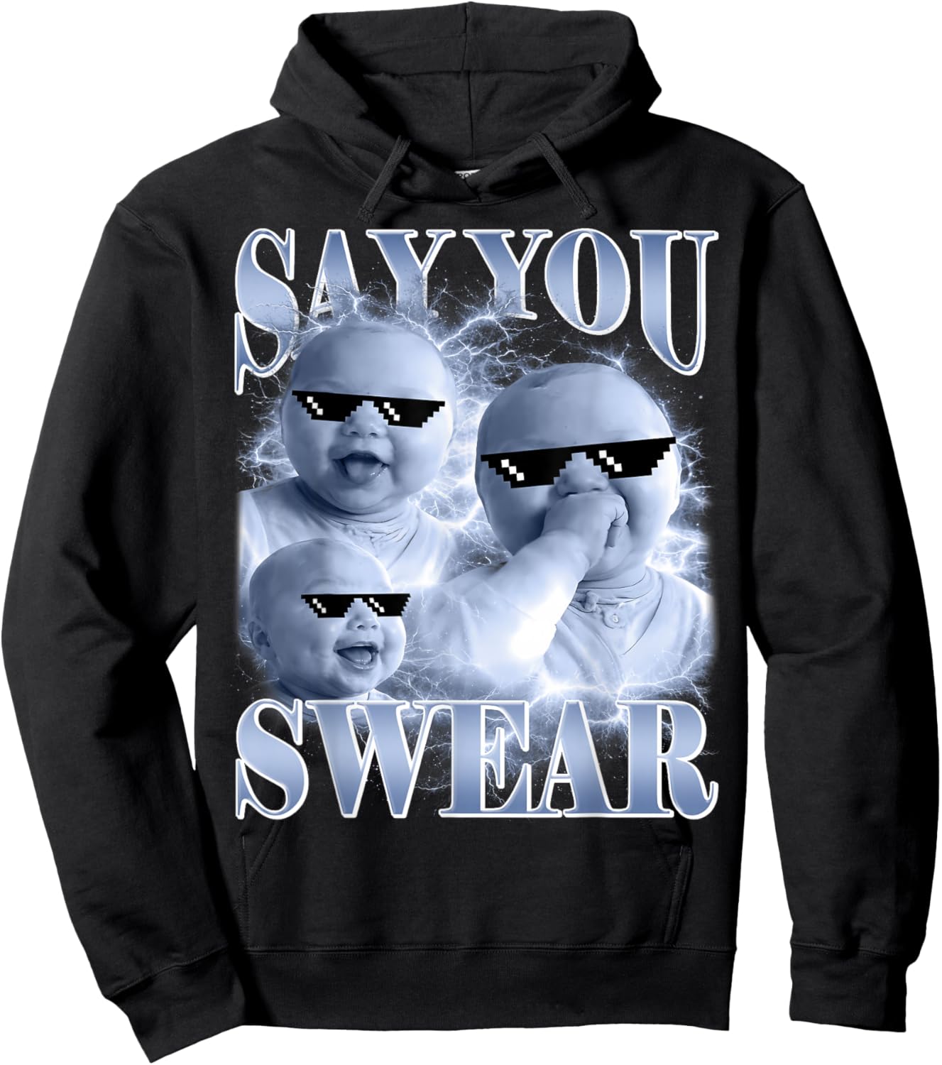 Say You Swear Ai Niche Baby Holding Back Laugh Genz Meme Hoodie - Hoodie | Black
