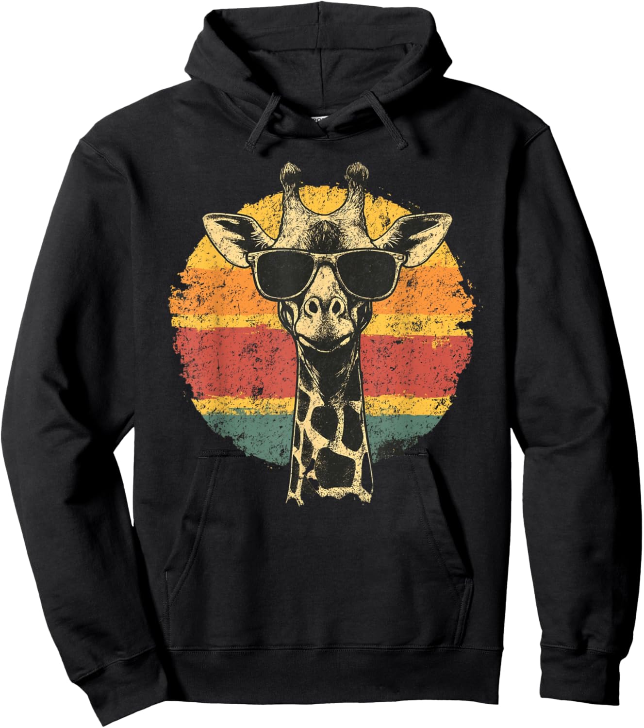 Giraffe Vintage Sunglasses Funny Hoodie - Hoodie | Black