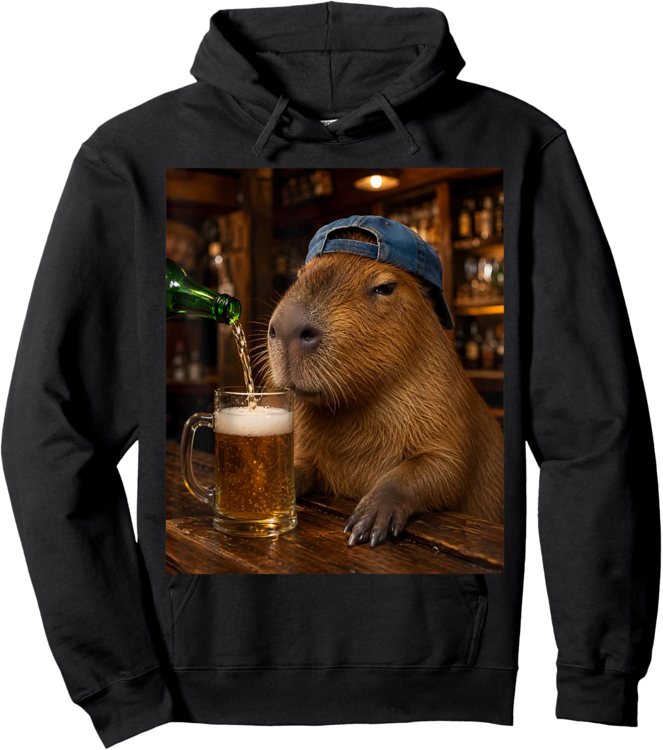Capybara Drinking Beer Funny Rodent Meme Hoodie - Hoodie | Black