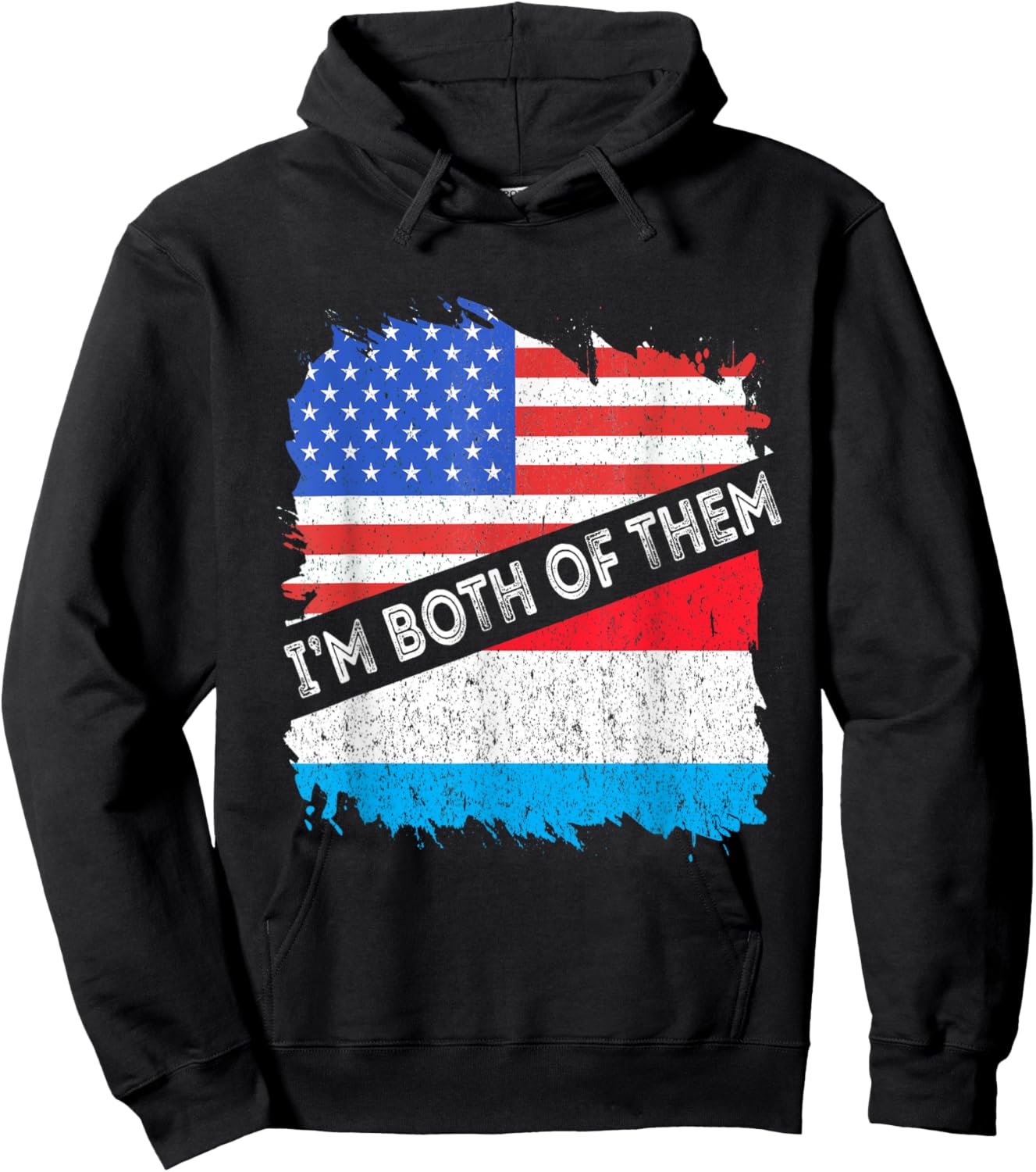 Luxembourg Flag USA America I'm Both Of Them Letzebuerg Hoodie - Hoodie | Black