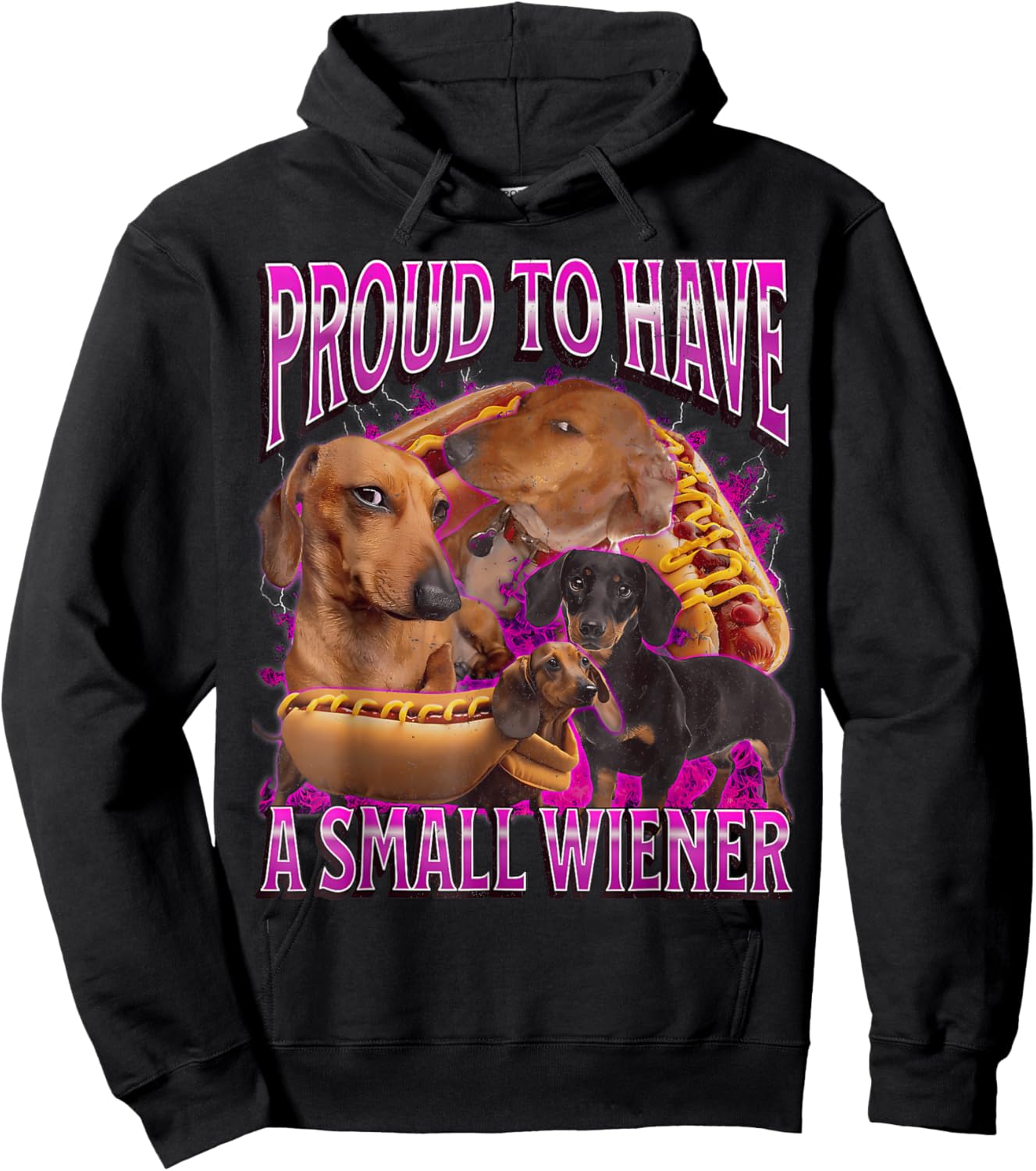 Proud to Have A Small Wiener Funny Offensive Dachshund Hoodie - Hoodie | Black
