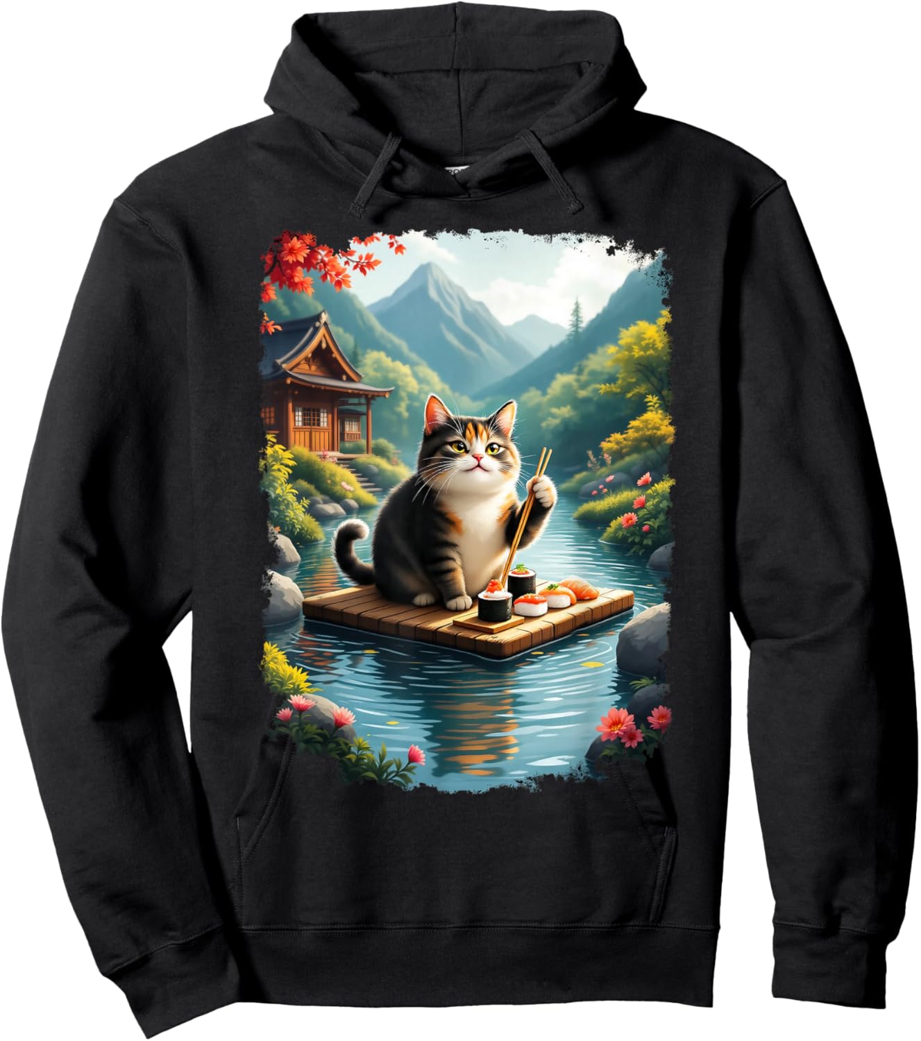 Kawaii Cat Lover Japanese Cats Owner Sushi Anime Otaku Hoodie - Hoodie | Black