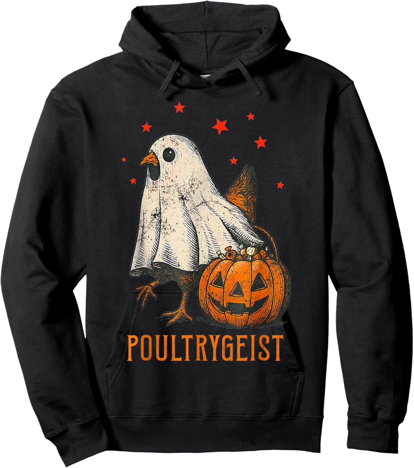 Poultrygeist Funny Halloween Chicken Ghost Costume Pumpkin Hoodie - Hoodie | Black