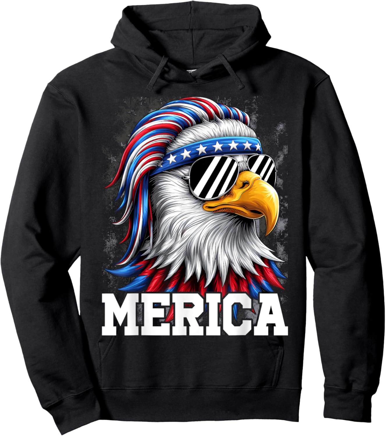 Merica Toddler Eagle Funny Patriotic Eagle USA Flag Kids Hoodie - Hoodie | Black