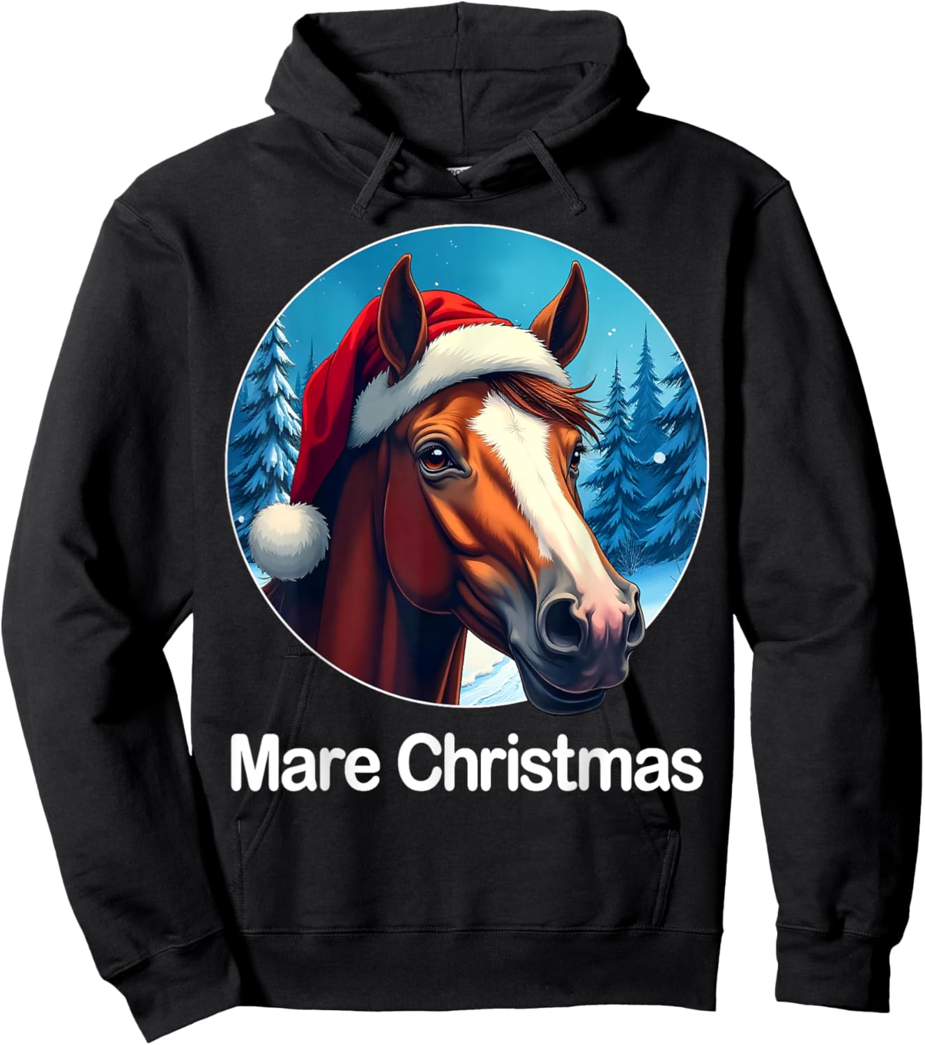 Funny Christmas Mare Horseback Riding Horse Lover Equestrian Hoodie - Hoodie | Black