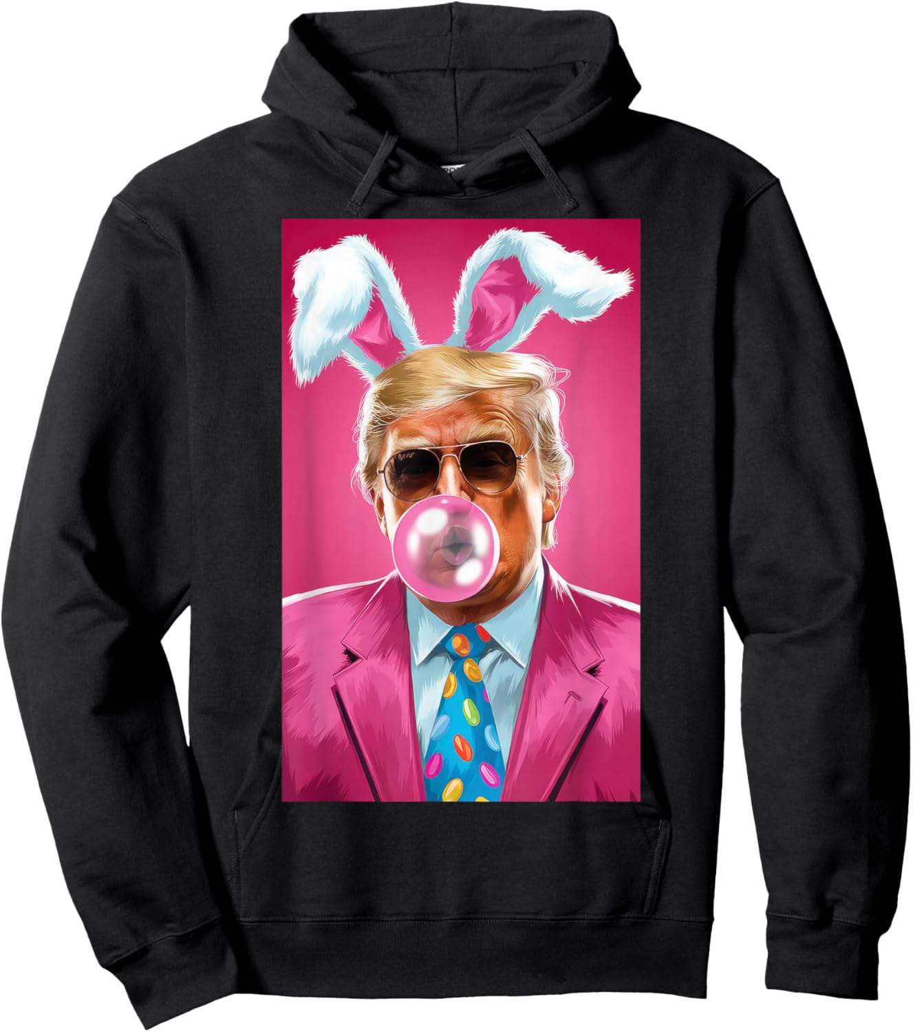 Trump Blowing Bubble Gum Political Republican Easter Day Hoodie - Hoodie | Black