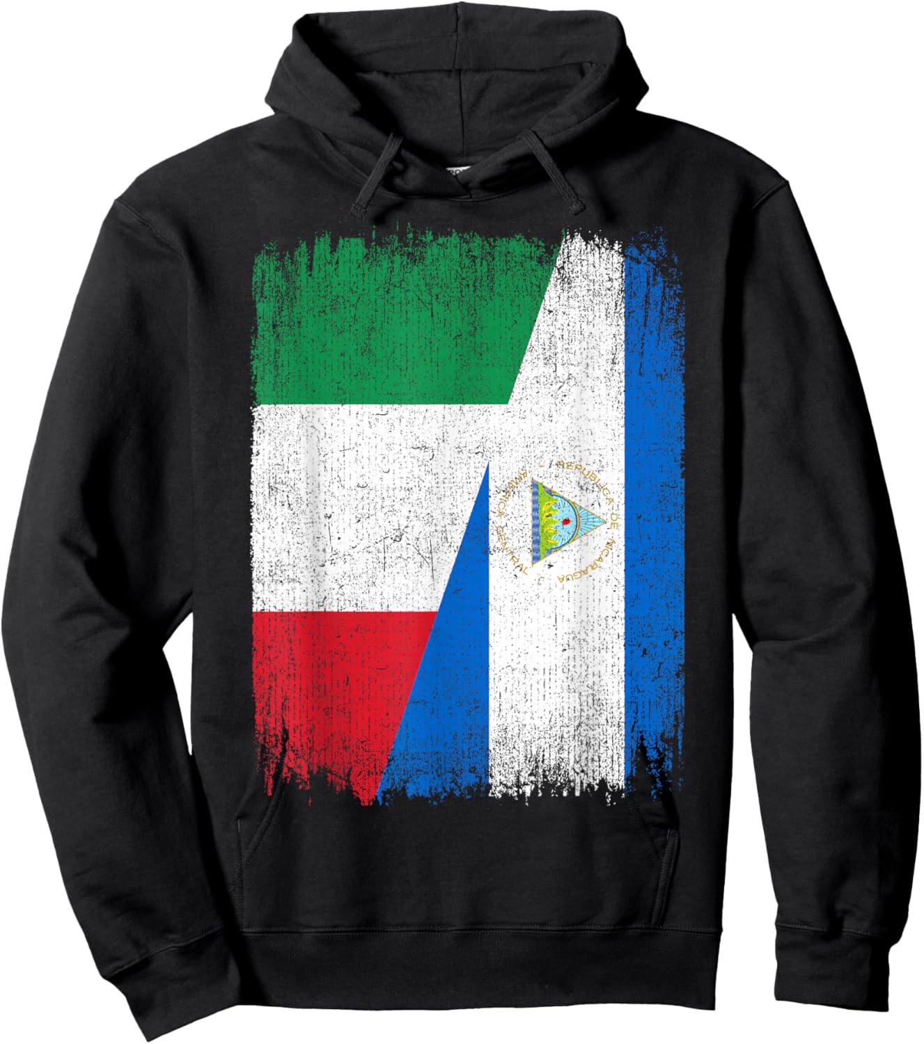 Half Italy Nicaragua Flag Italian Nicaraguan Pride Roots Hoodie - Hoodie | Black