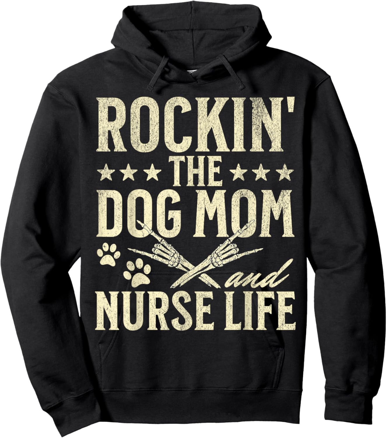 Rockin' The Dog Mom and Nurse Life Dog Lovers Nursing Men Women Hoodie - Hoodie | Black