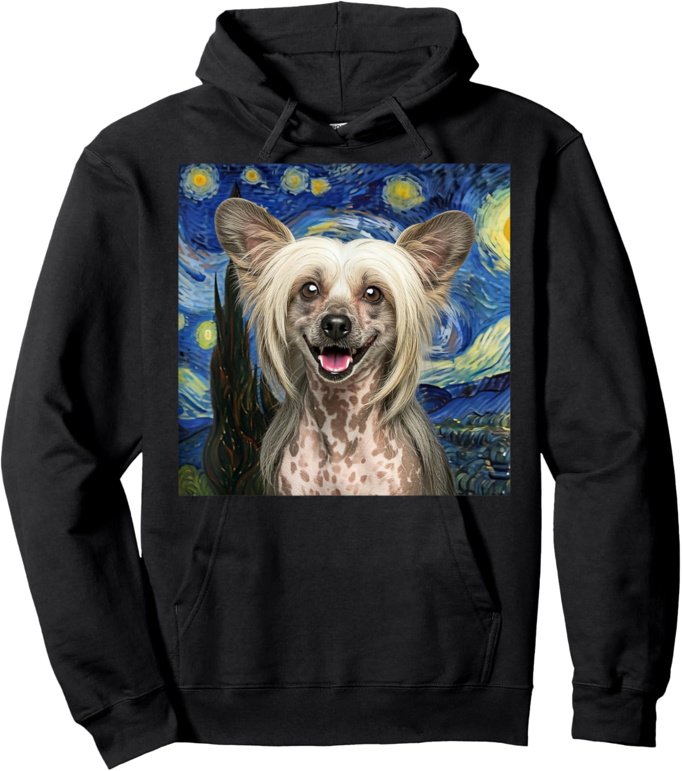Chinese Crested Starry Night Dog Lover Gift Men Women Kids Hoodie - Hoodie | Black