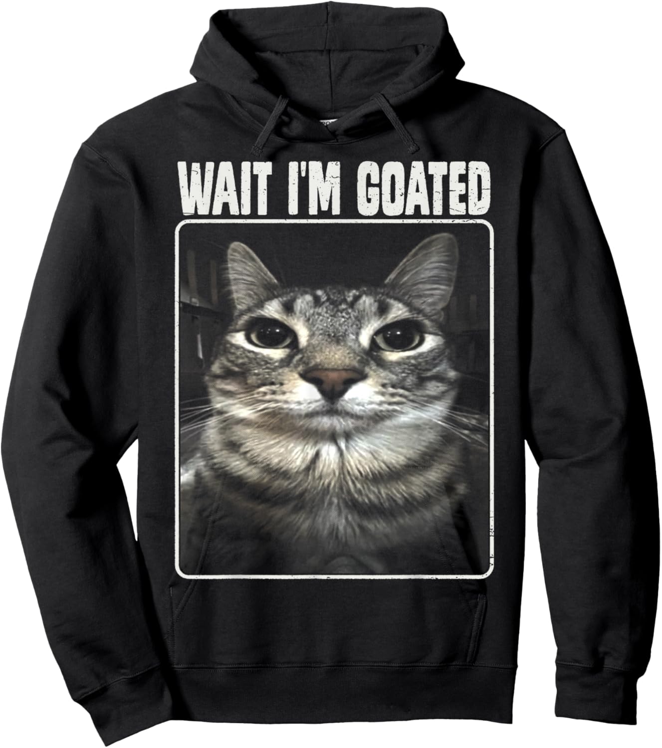 Wait I'm Goated Meme Silly Cat Women Girls Kids Hoodie - Hoodie | Black