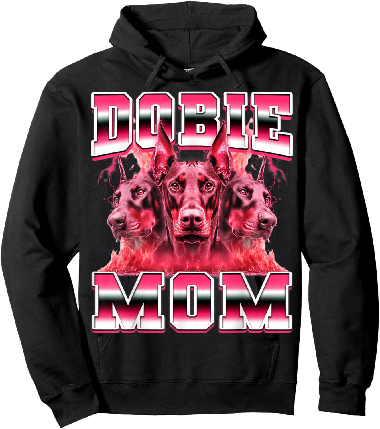 Dobie Mom Mama Doberman Dog Mother's Day 90s Bootleg Style Hoodie - Hoodie | Black