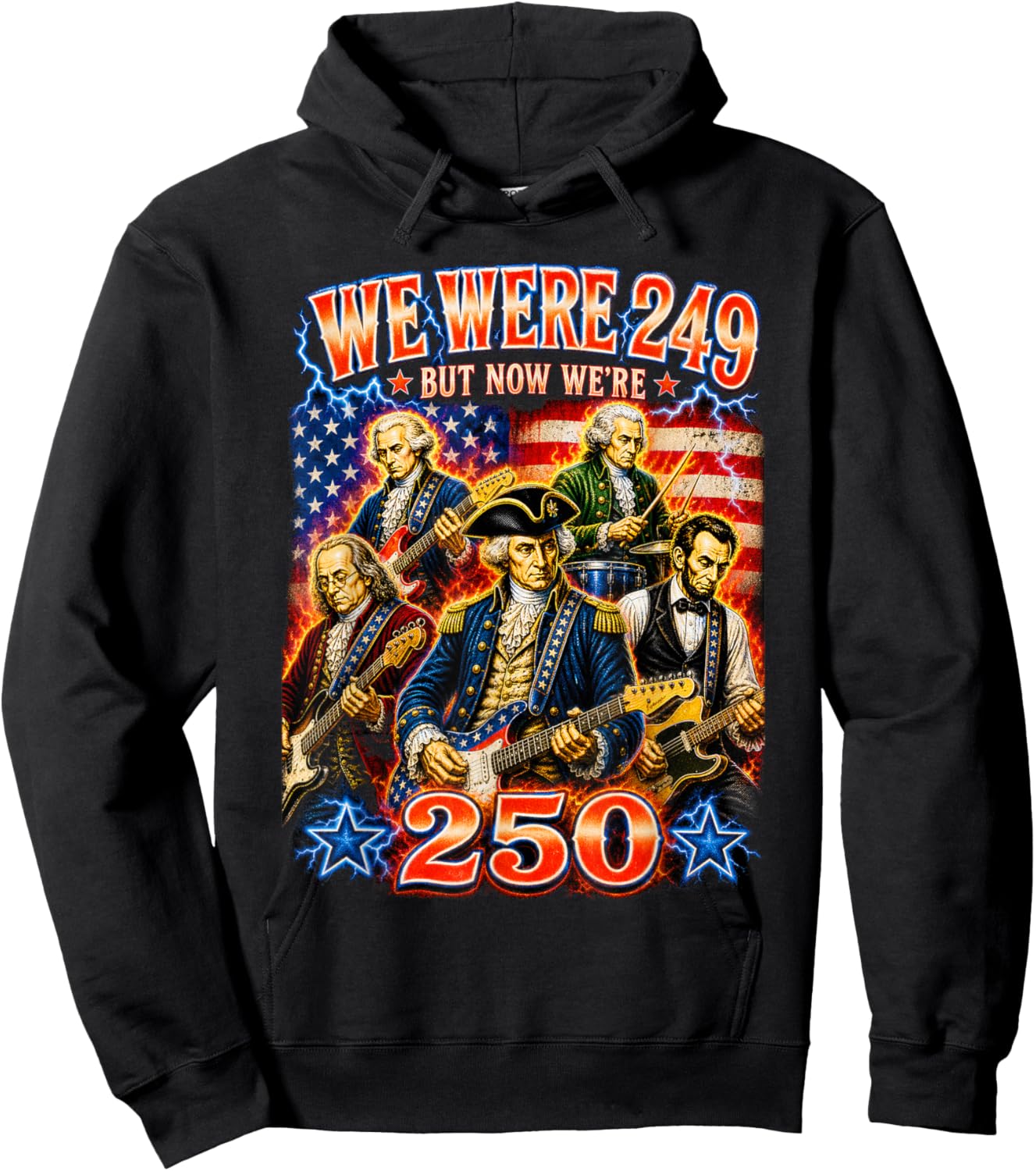 250 Years American Anniversary Funny 4th of July Bootleg Hoodie - Hoodie | Black
