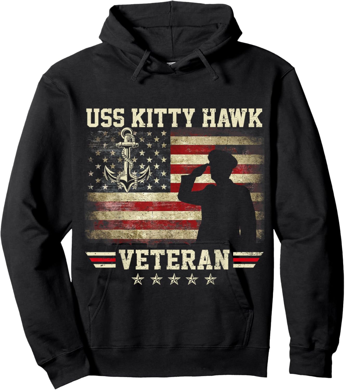 Patriotic USS Kitty Hawk CV-63 Veteran Flag US Aircraft Hoodie - Hoodie | Black