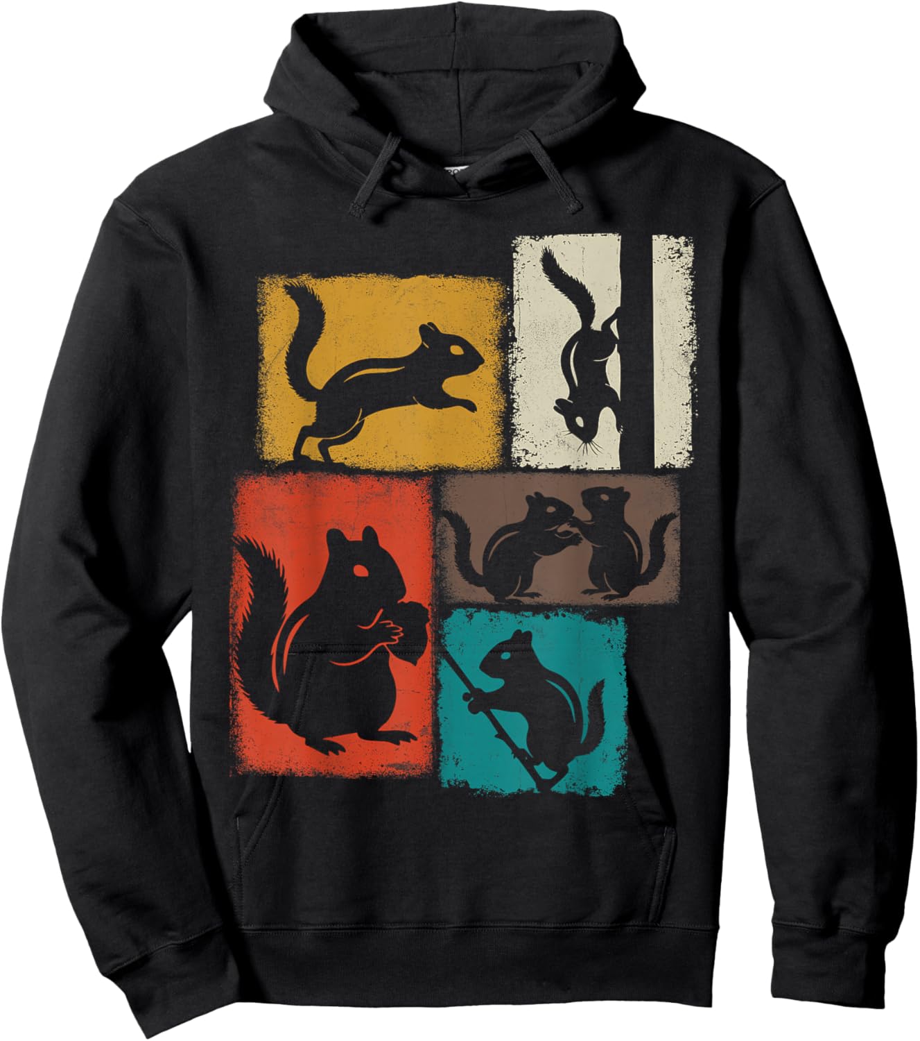 Chipmunk Vintage Collage Wildlife Lover Hoodie - Hoodie | Black