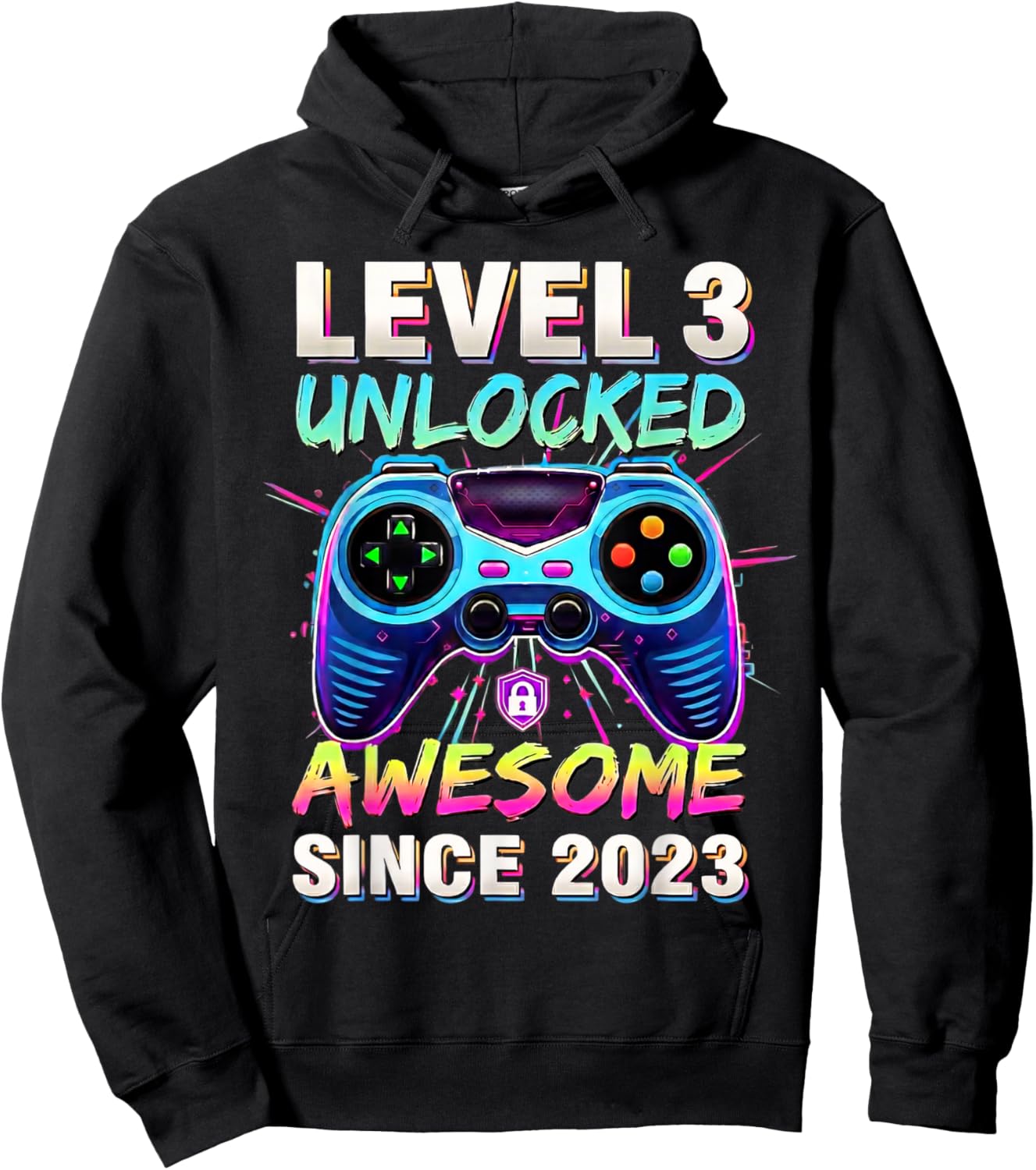 3e Anniversaire Gaming Boys Level 3 débloqué génial Depuis 2023 Hoodie - Hoodie | Black