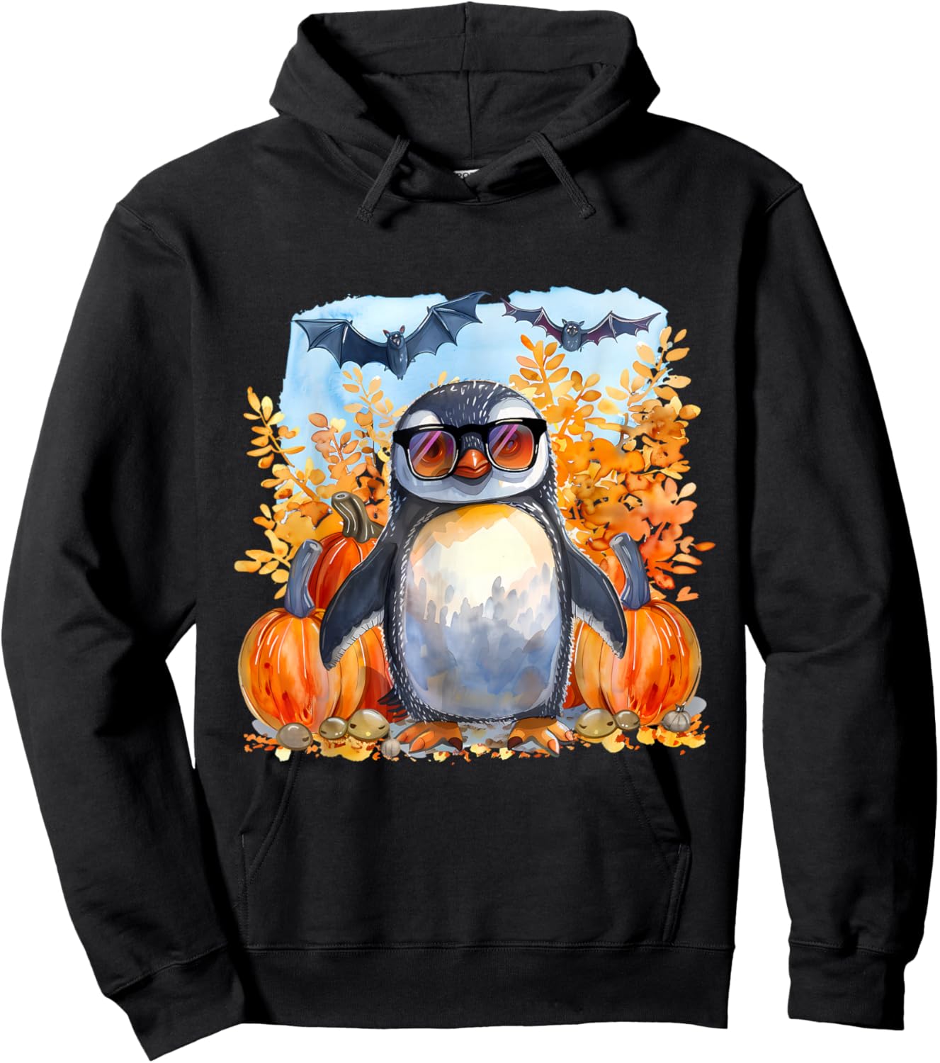 Cute Halloween Costume Penguin Bat Pumpkin Trick Or Treat Hoodie - Hoodie | Black