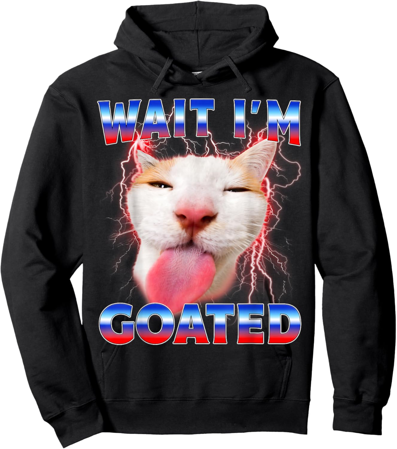 Wait I'm Goated Cat Funny Cat Lovers Staring Cat Funny Meme Hoodie - Hoodie | Black