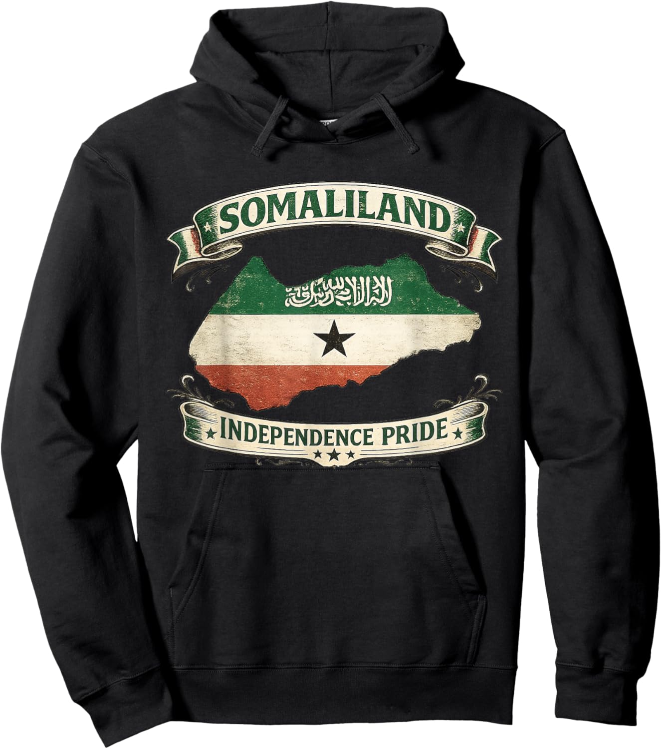 Somaliland Independence Pride Flag Map Design Hoodie - Hoodie | Black