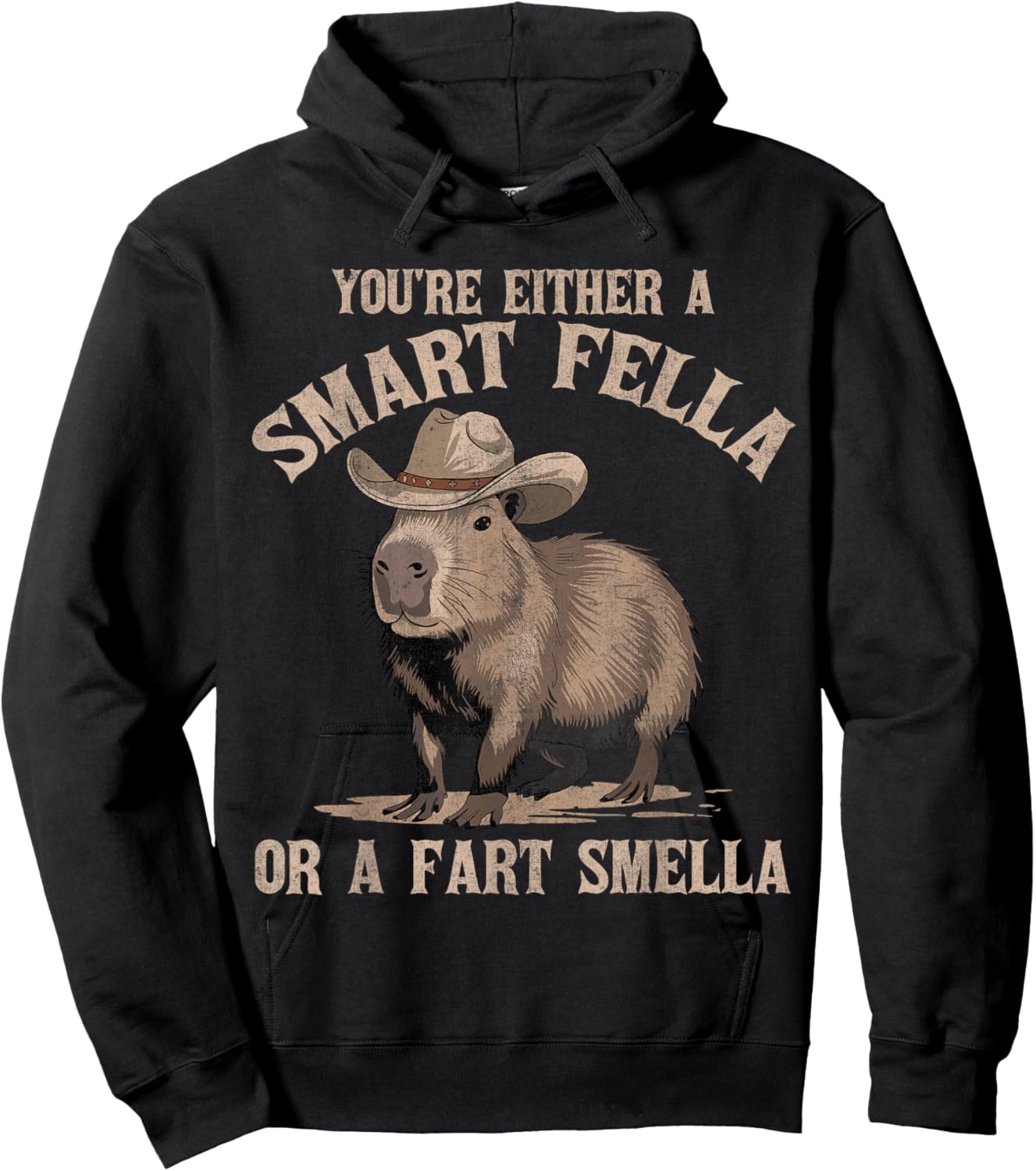 You're Either A Smart Fella Or A Fart Smella Funny Capybara Hoodie - Hoodie | Black
