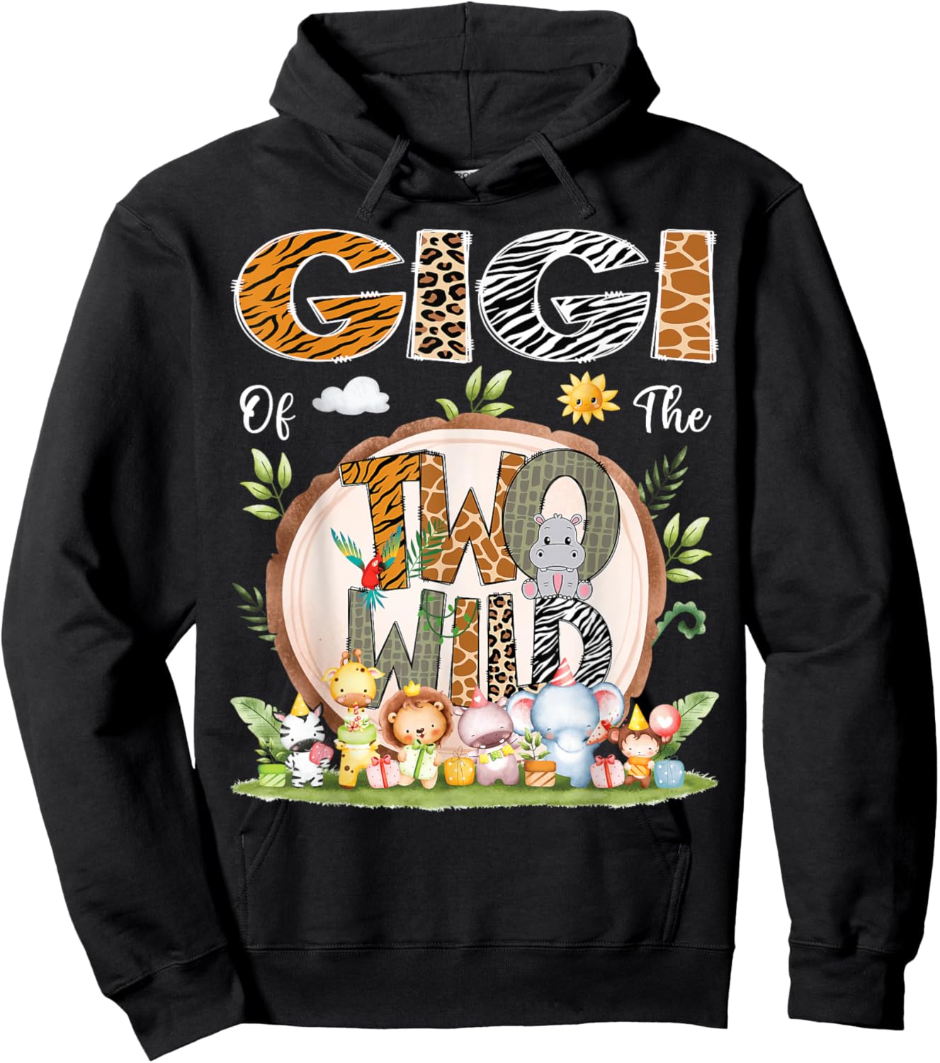 Gigi Of The Two Wild Animal Safari 2Nd Birthday Party Hoodie - Hoodie | Black