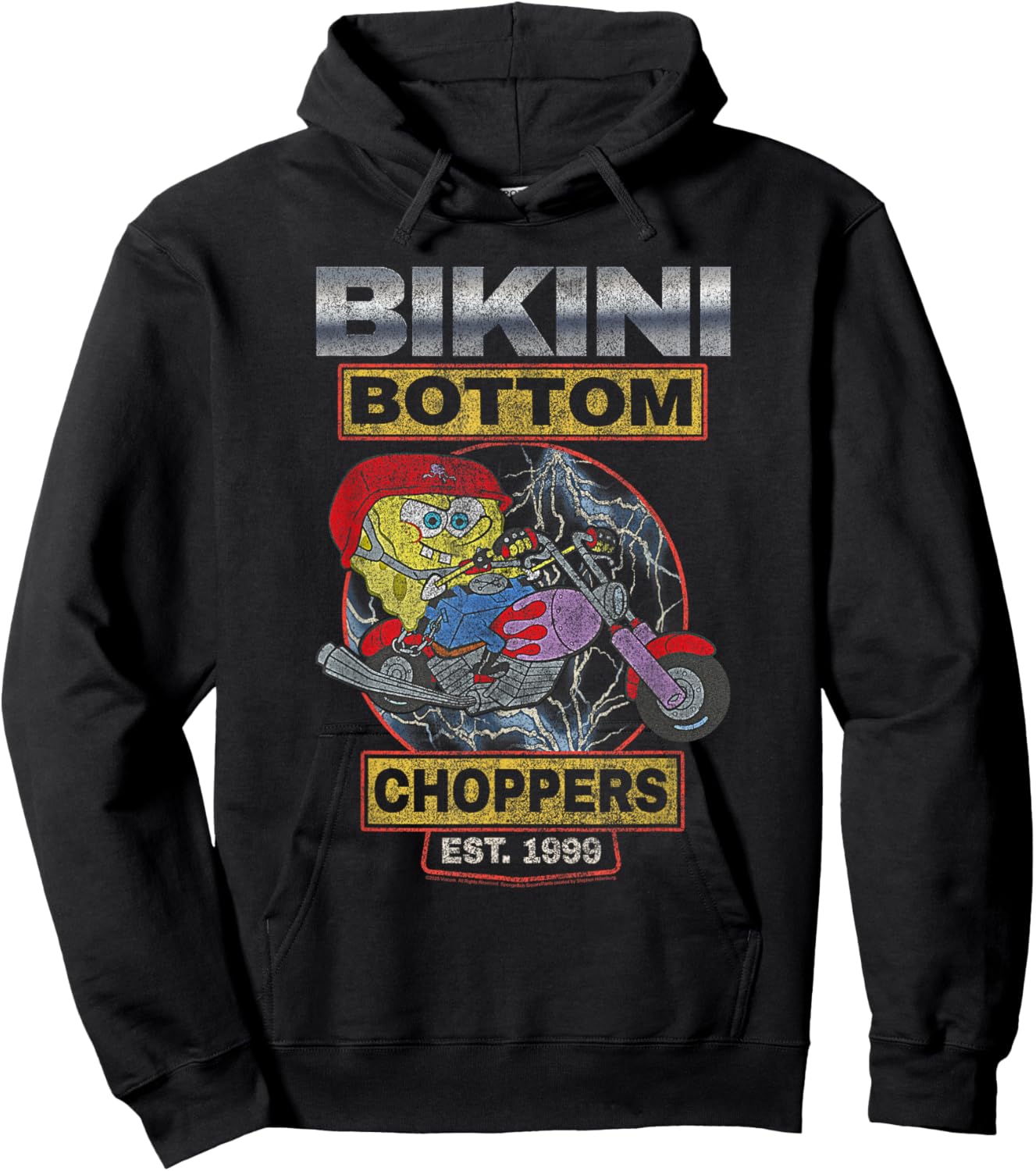 Spongebob Squarepants Bikini Bottom Choppers 1999 Cartoon Hoodie - Hoodie | Black