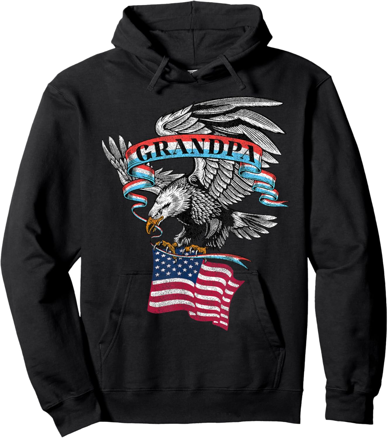 Grandpa American Flag USA Eagle Vintage Graphic Hoodie - Hoodie | Black