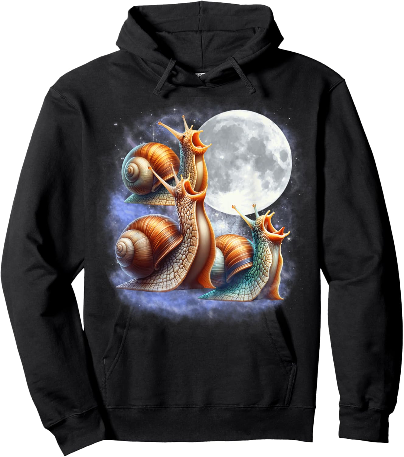 Three Snails Moon Funny Snail Howling Wolfs Moon Parody Hoodie - Hoodie | Black
