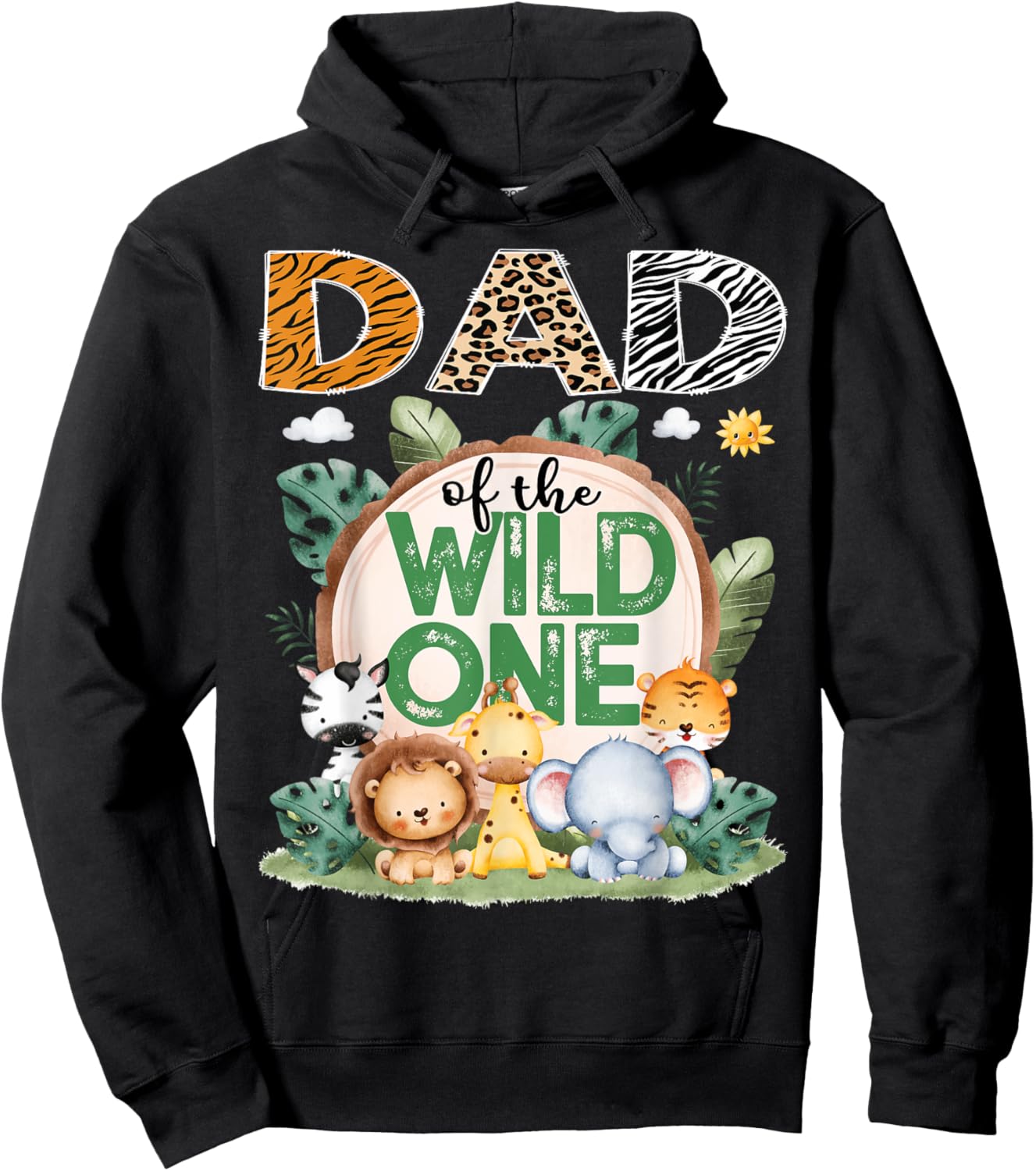 Dad Of The Wild One Safari Jungle 1St Birthday Party Hoodie - Hoodie | Black