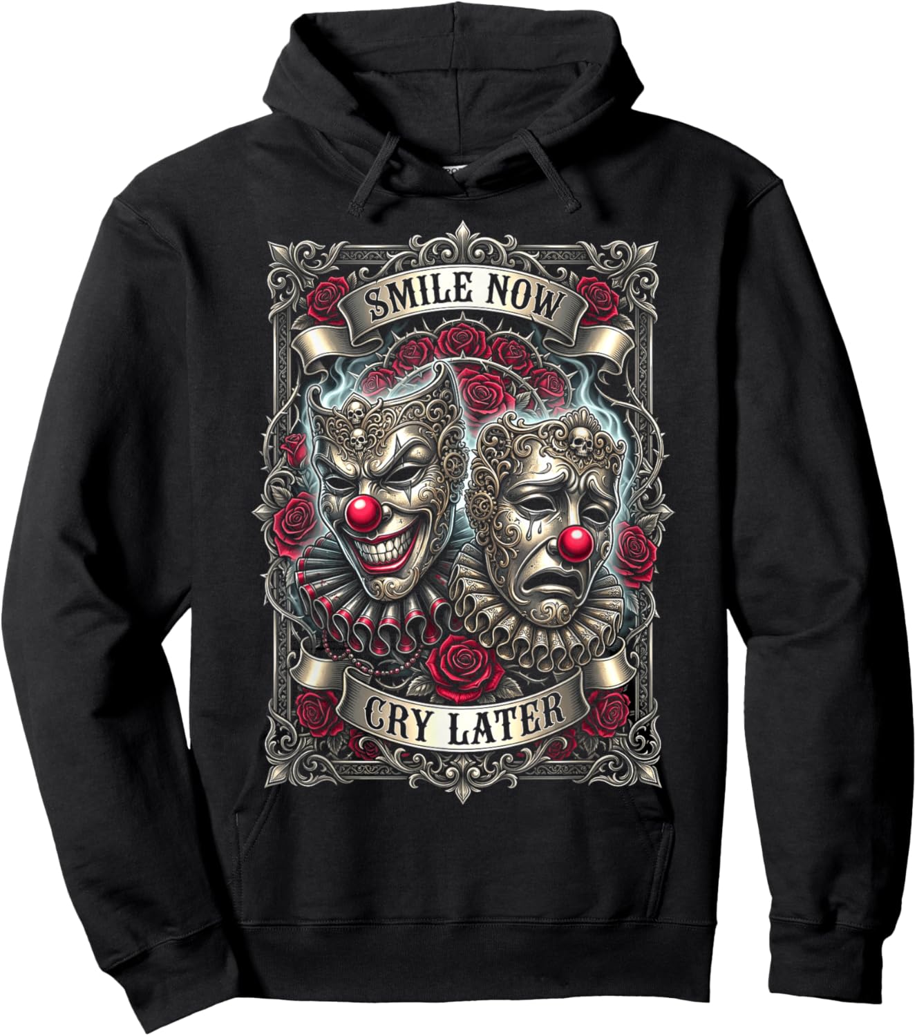 Smile Now Cry Later Theater Masks Hoodie - Hoodie | Black
