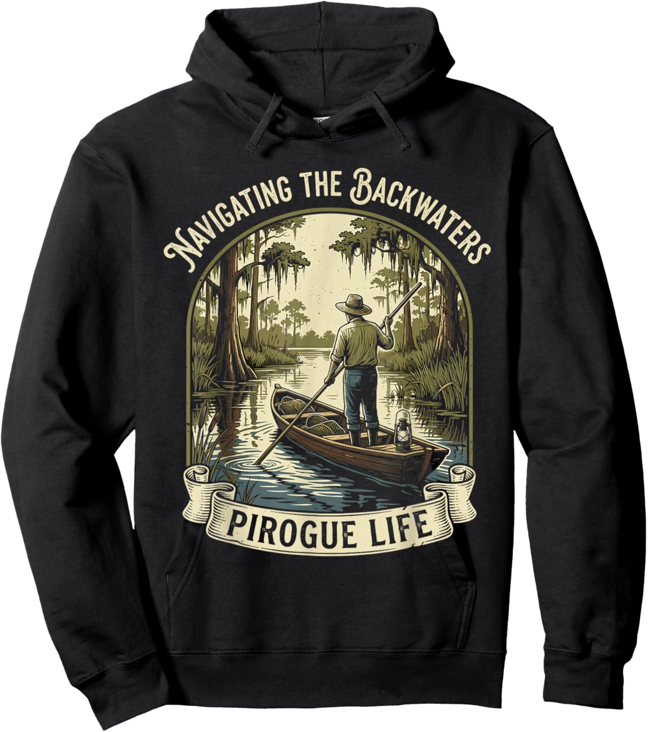 Navigating The Backwaters Pirogue Life Hoodie - Hoodie | Black