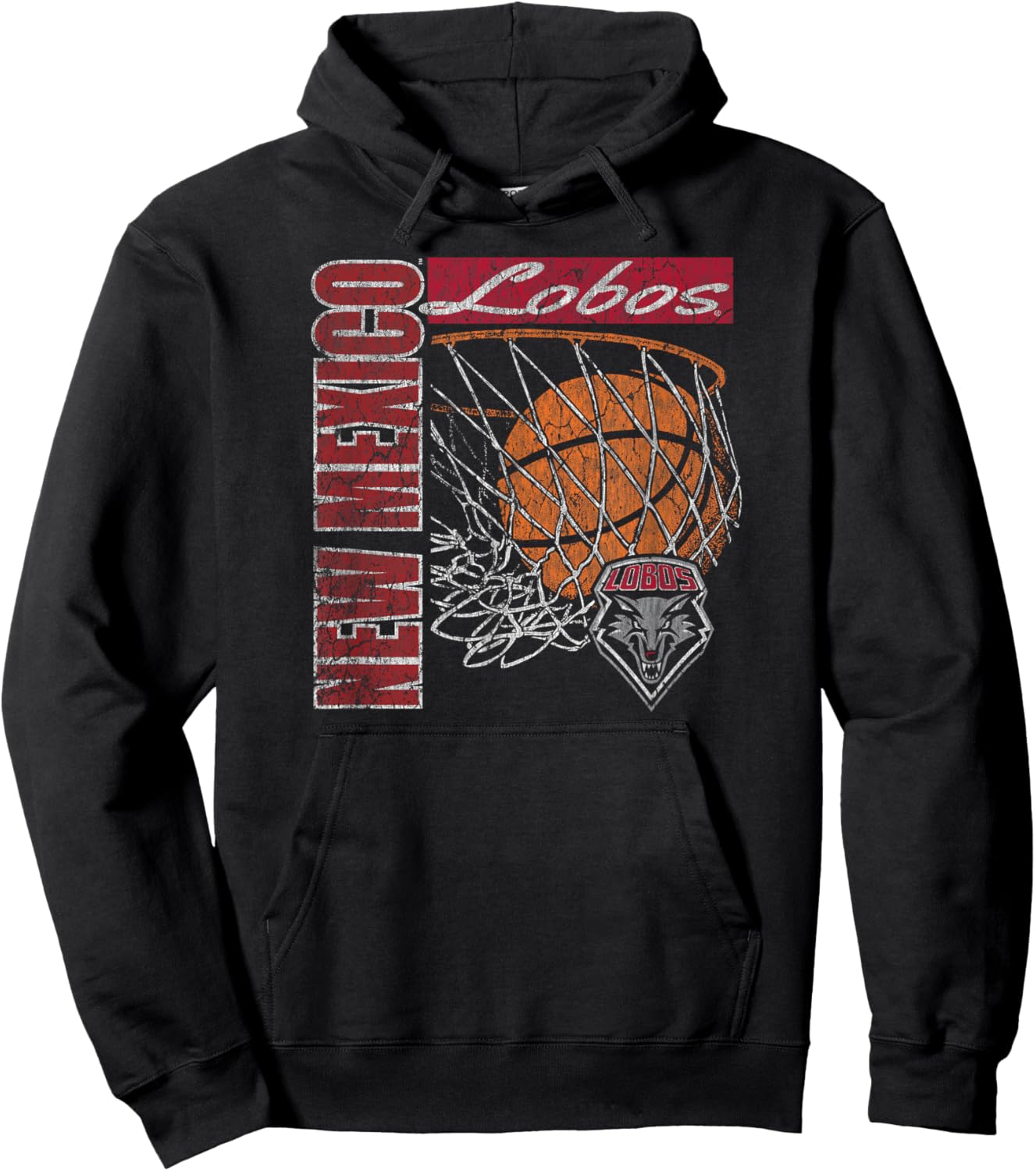 New Mexico Lobos Vintage Basketball 90's Black Hoodie - Hoodie | Black