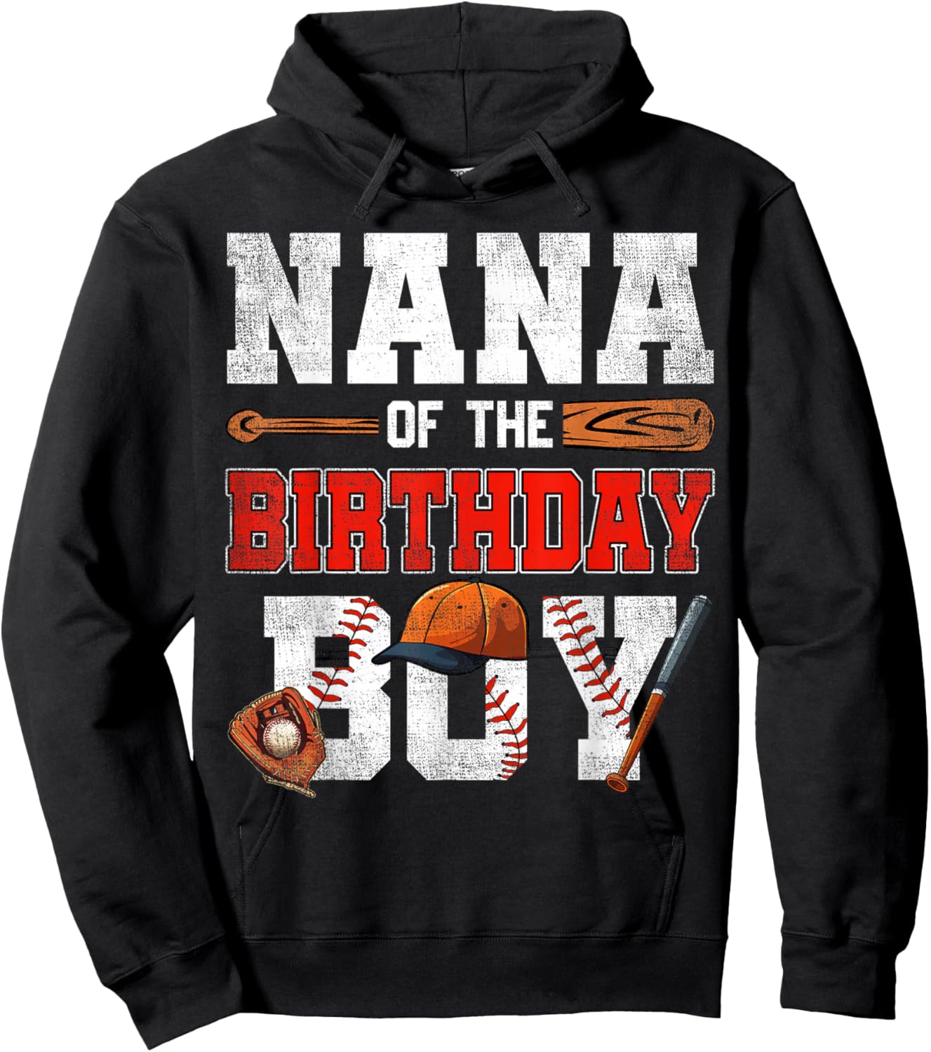 Nana Of The Birthday Boy Baseball Bday Family Hoodie - Hoodie | Black