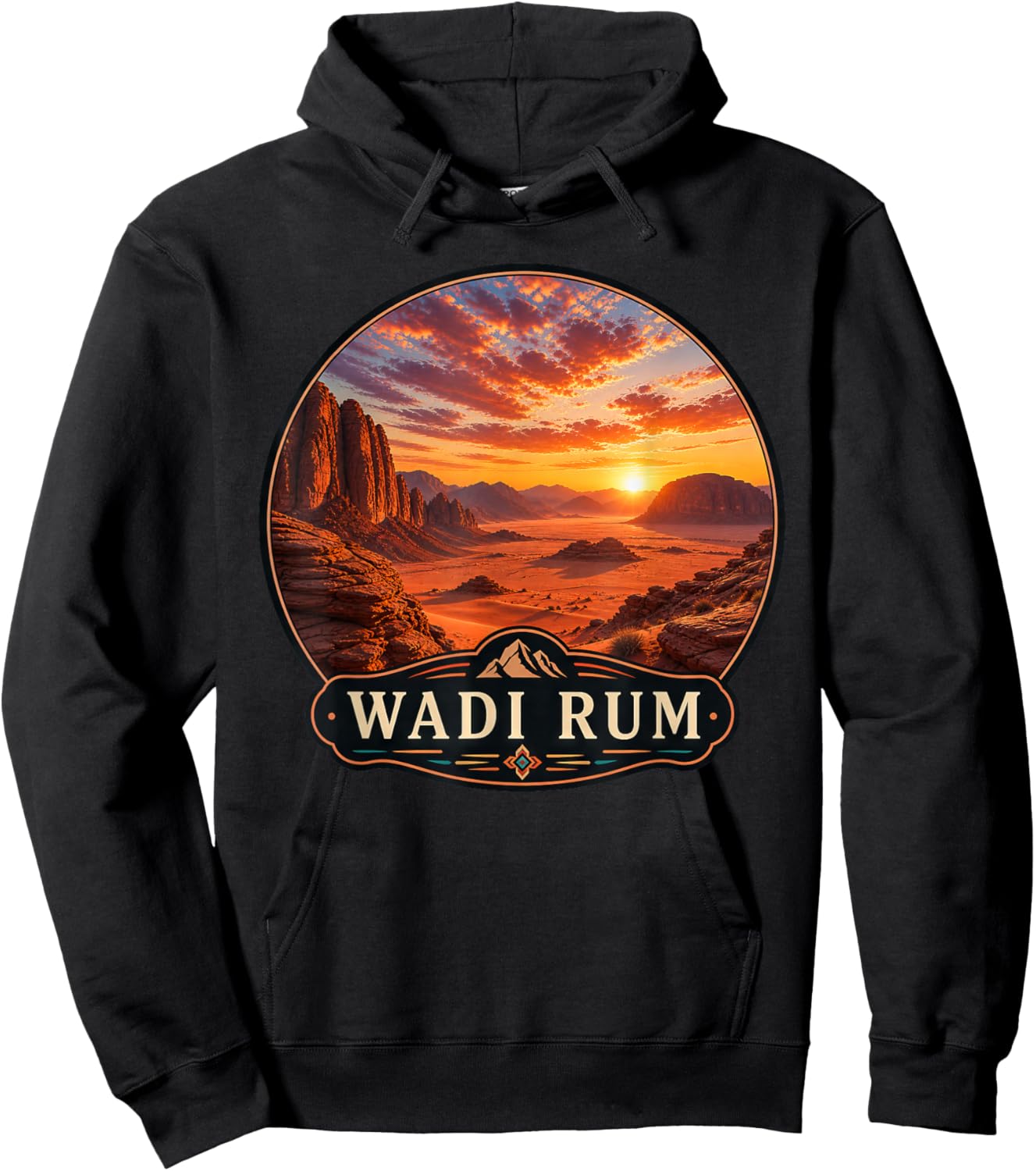 Stunning Wadi Rum Desert Sunset Middle East Landscape Hoodie - Hoodie | Black