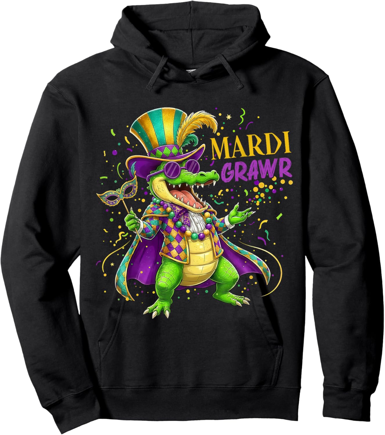 Alligator Mardi Gras Carnival Outfit for Kids Hoodie - Hoodie | Black