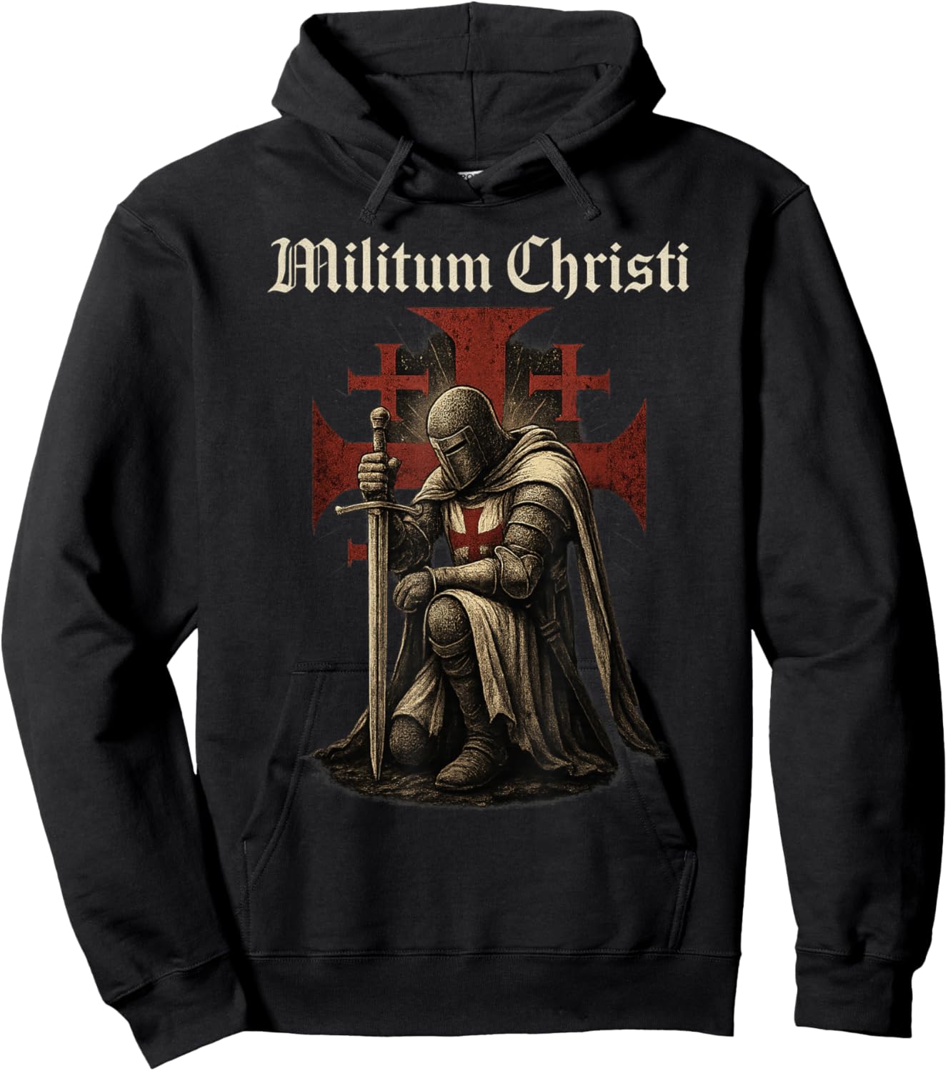 Militum Christi - Catholic Templar Knight Hoodie - Hoodie | Black