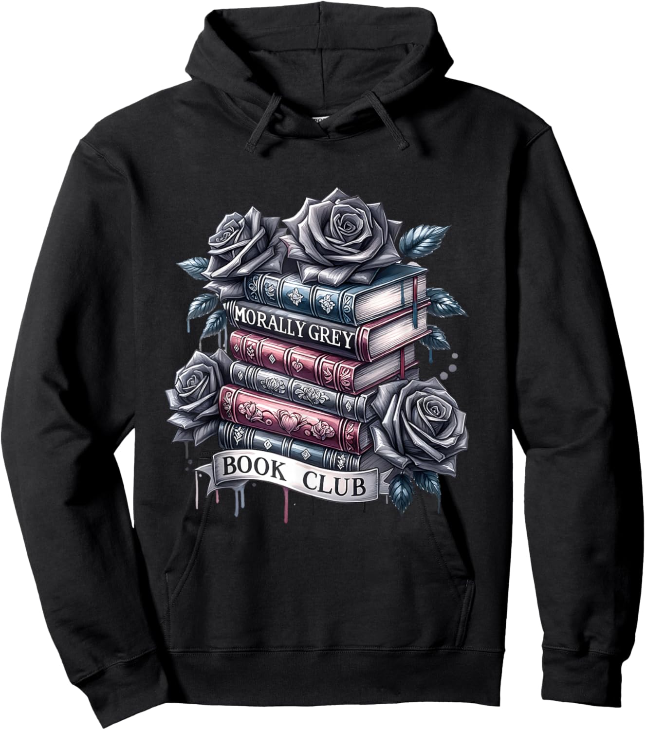 Morally Grey Book Club Floral book lover graphic Hoodie - Hoodie | Black