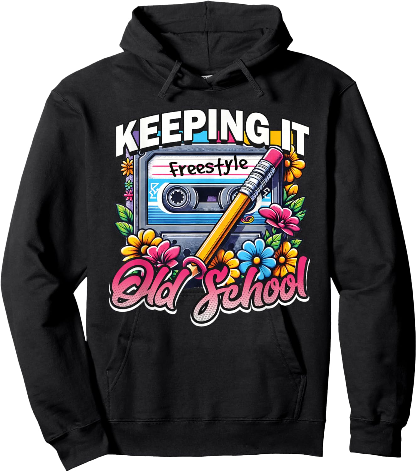 Keeping It Old School 80s Freestyle Cassette Design Hoodie - Hoodie | Black